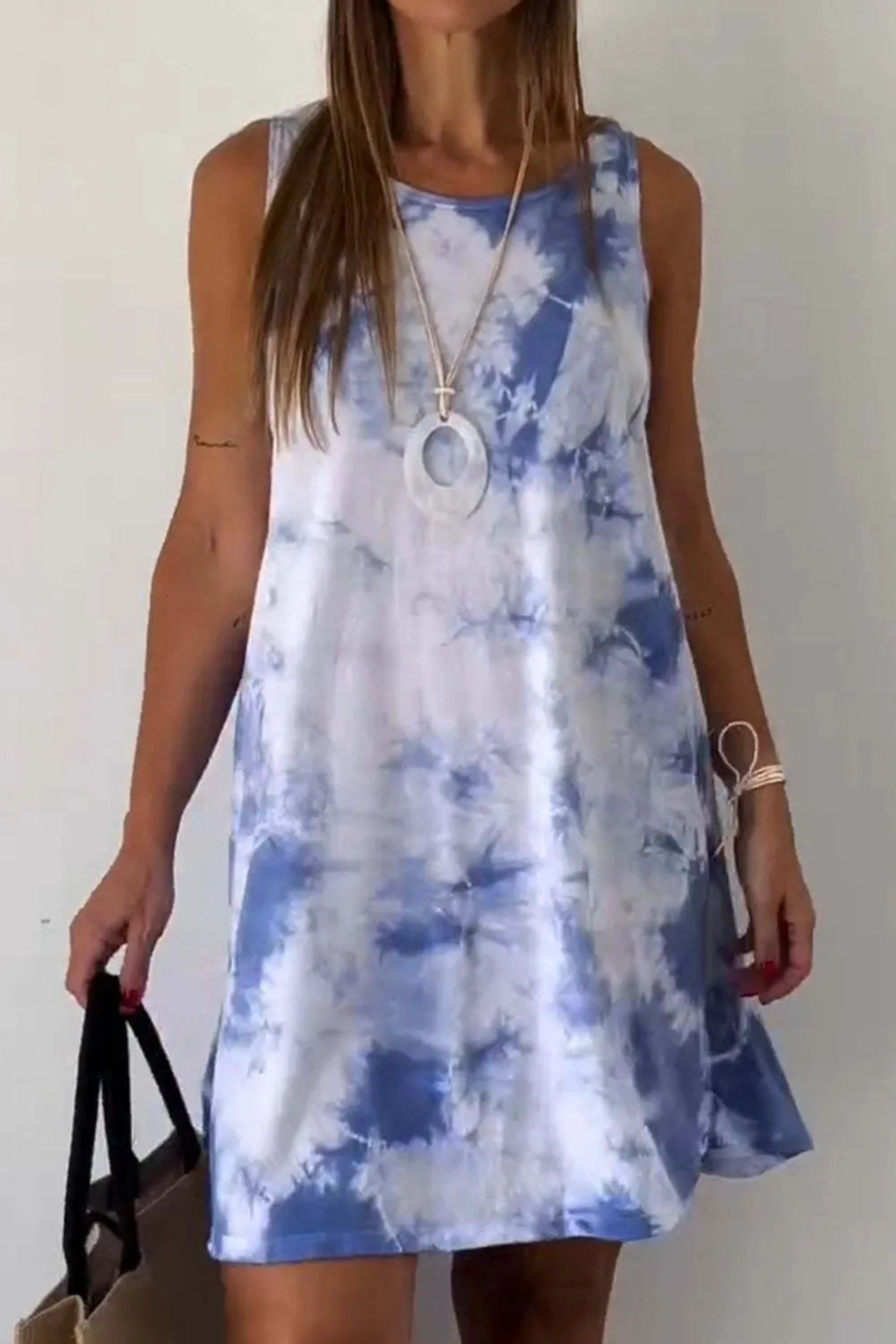 Full Size Tie-Dye Sleeveless Mini Tank Dress