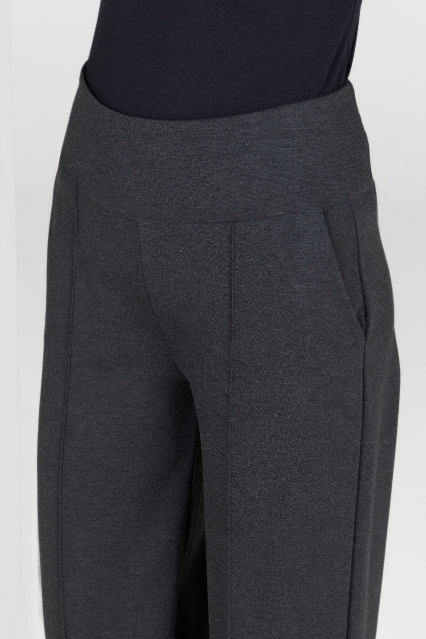 Dark gray wide-leg pants on a white background