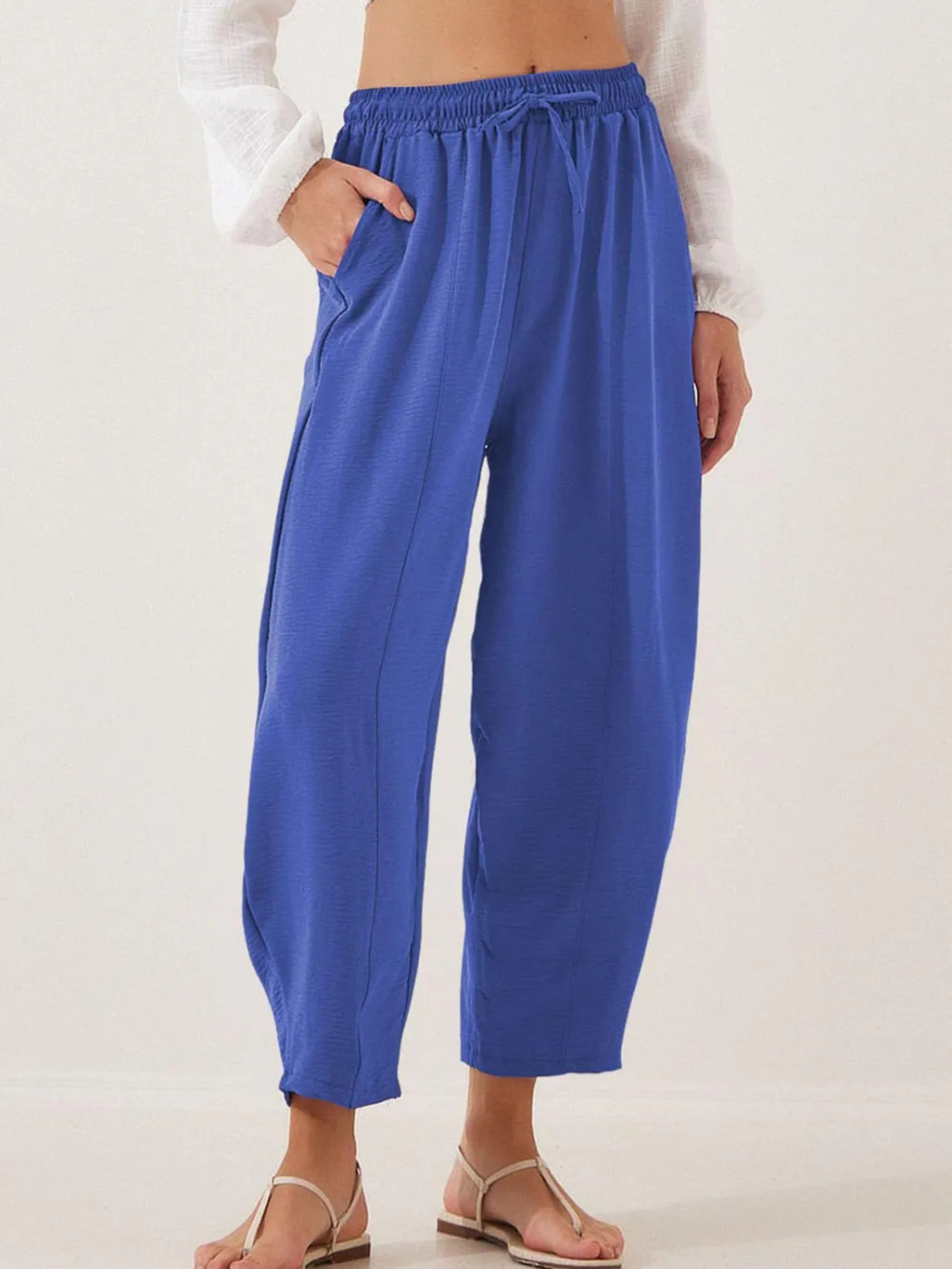 Full Size Drawstring Cropped Jogger Pants