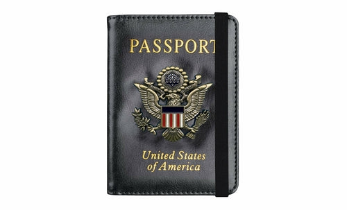 RFID Blocking Leather Passport Wallet With Vaccination Card Slot