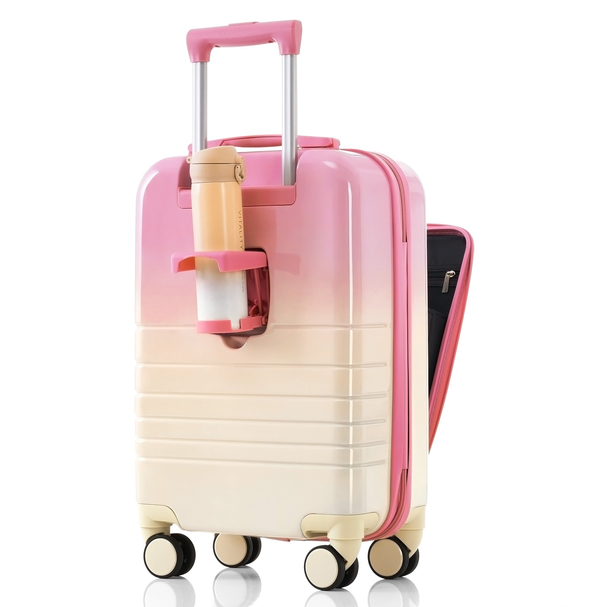 Three Piece Pink Luggage Set with USB Port