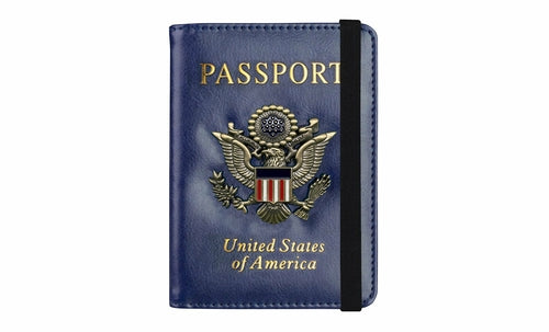 RFID Blocking Leather Passport Wallet With Vaccination Card Slot