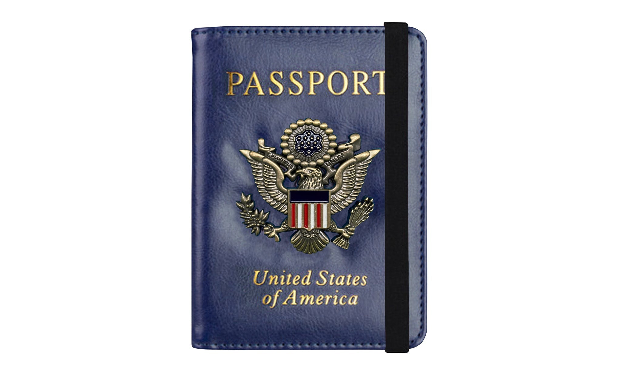 Leather Passport Wallet With Vaccination Card Slot & Elastic Strap