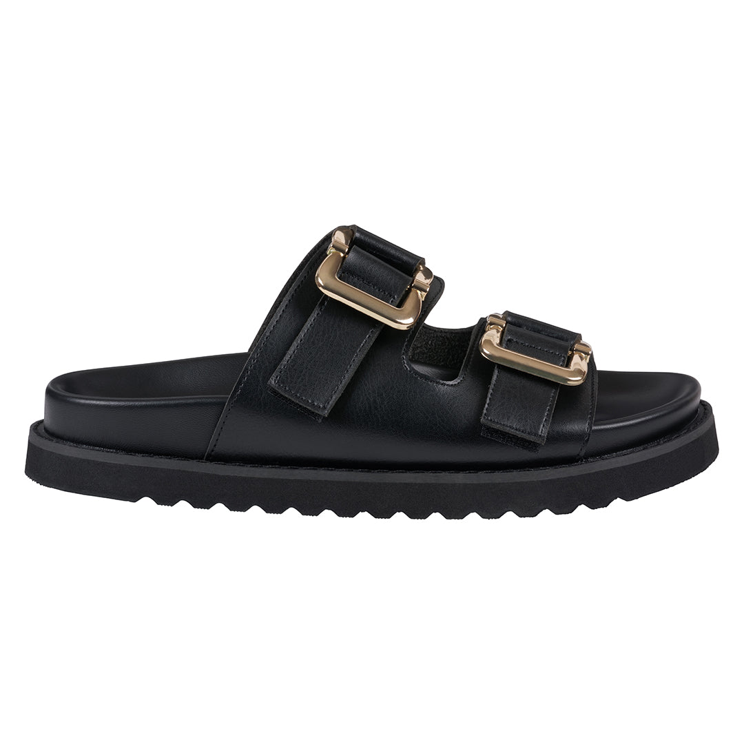 GC Shoes Women's Juno Black Slide Footbed Sandals