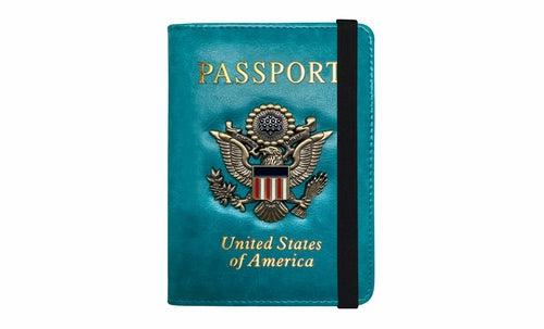 RFID Blocking Leather Passport Wallet With Vaccination Card Slot