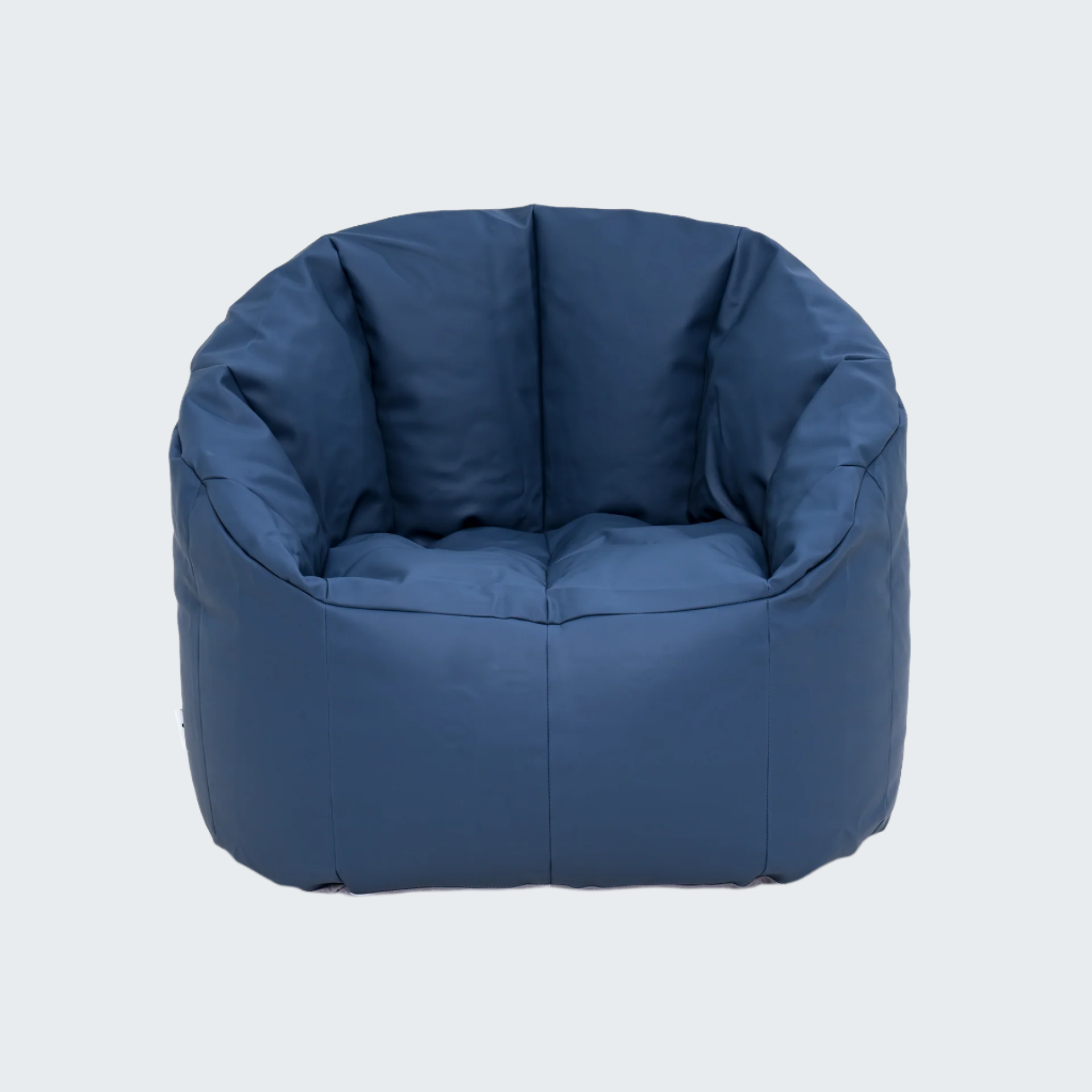 Blue bean bag chair on a white background