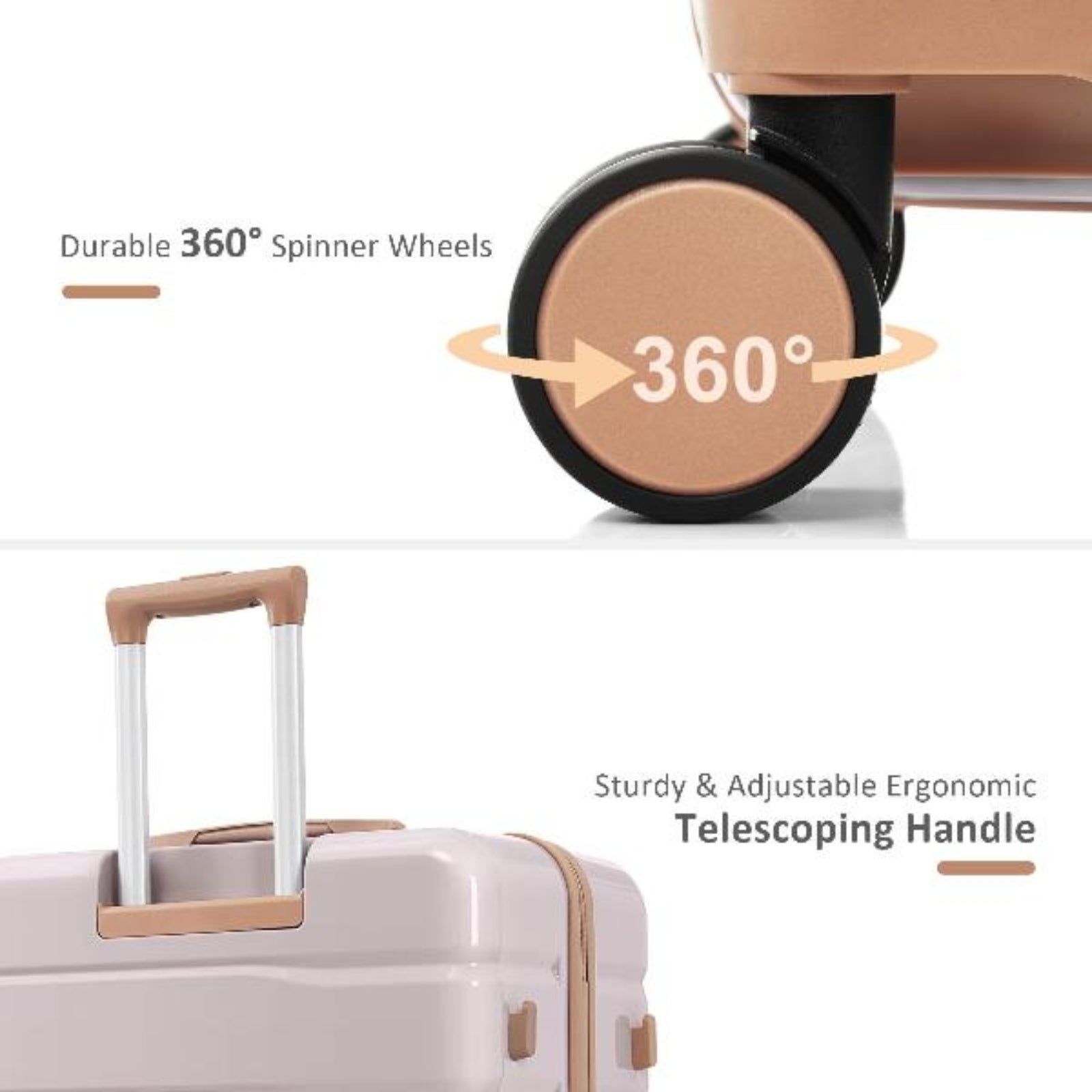 Premium ABS Travel Luggage Set , 3-Piece TSA Lock Suitcase Ensemble