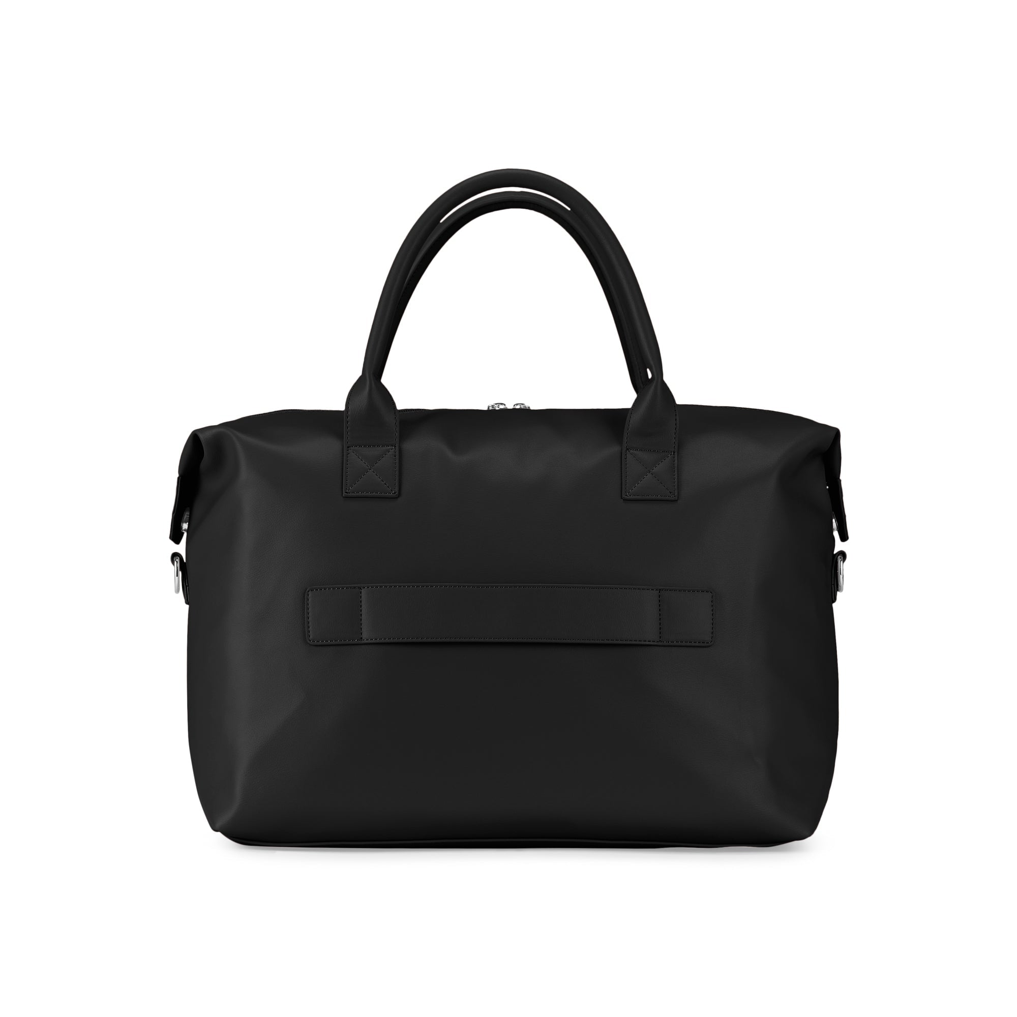 Black handbag on a white background