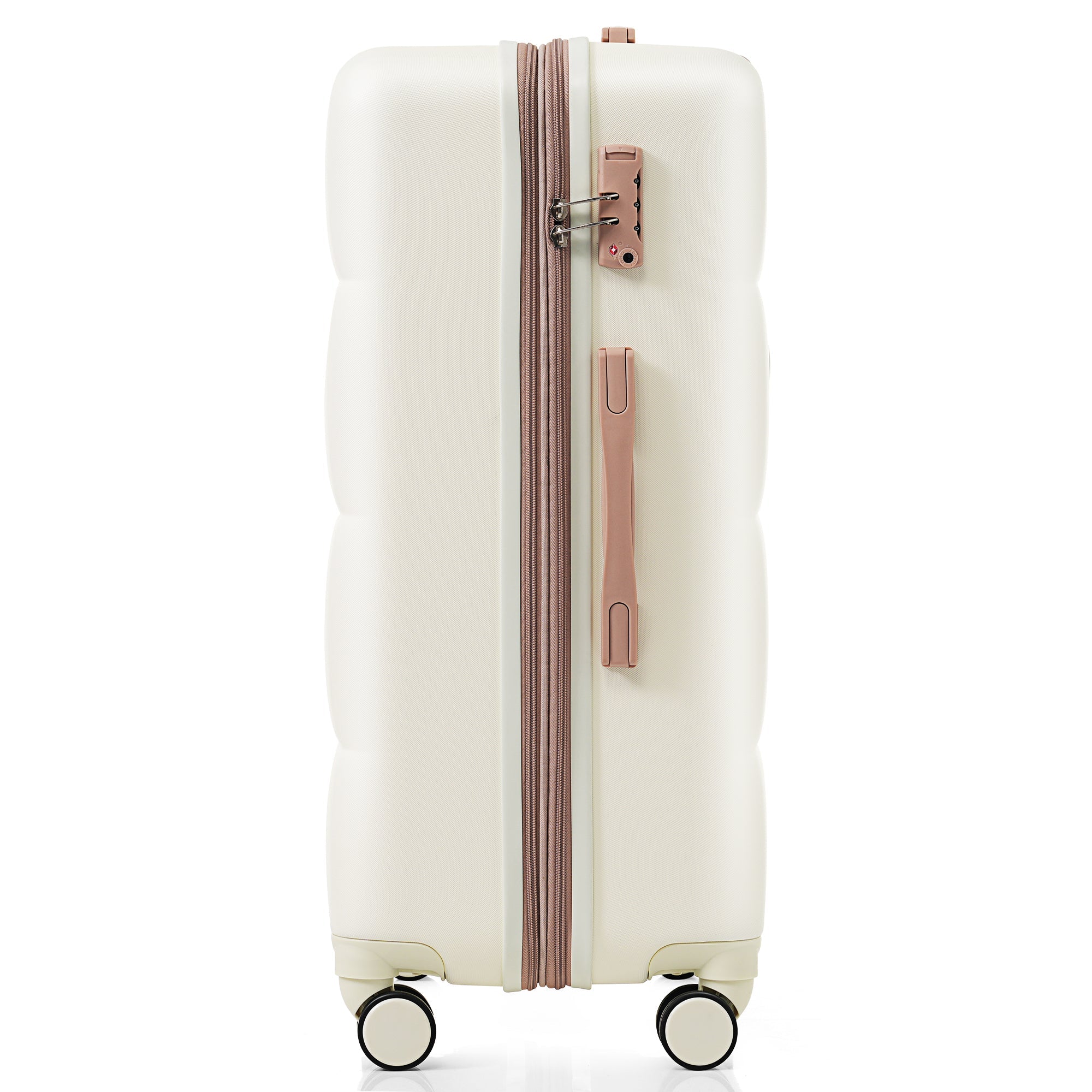 Expandable Four Piece Ivory ABS Durable Suitcase with Travel Bag