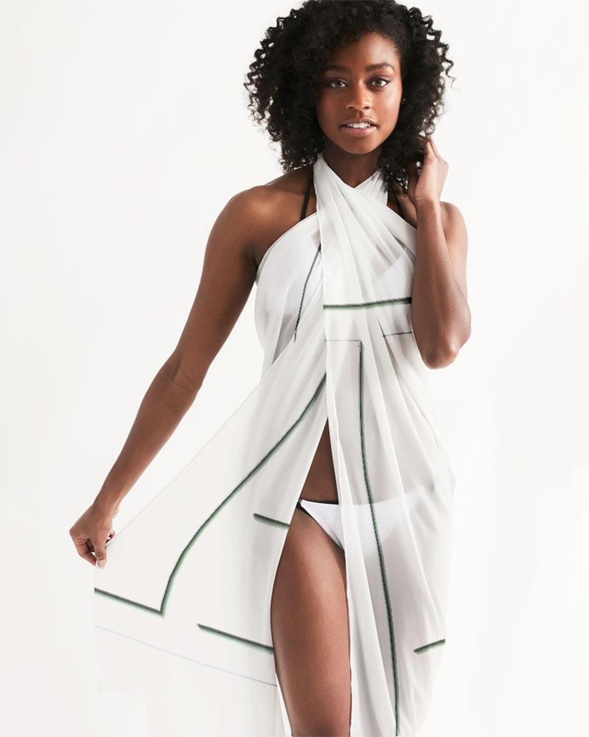 Geometric White and Gray Sarong