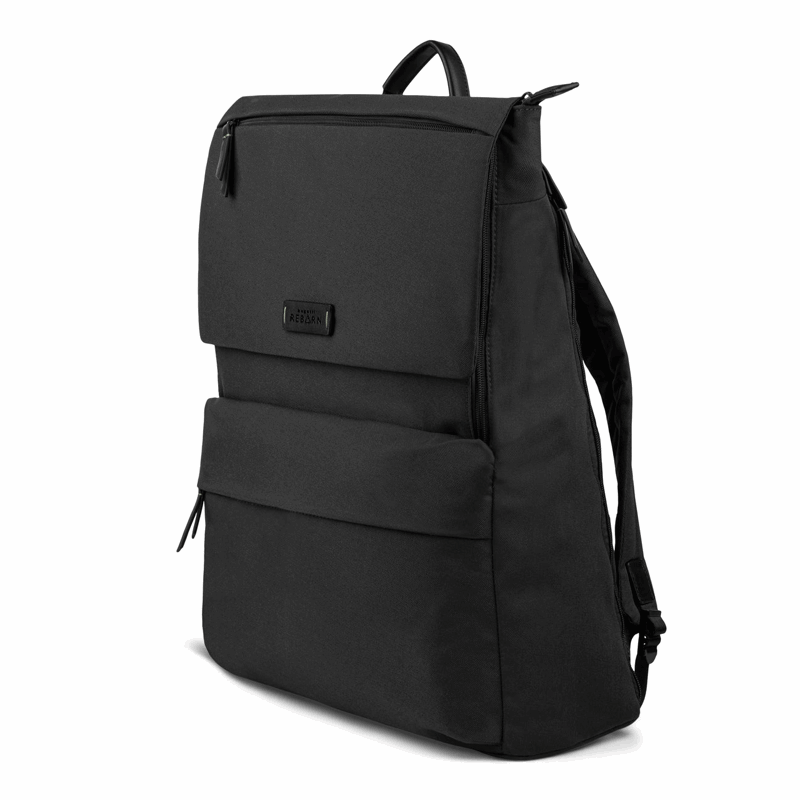Black backpack on a white background