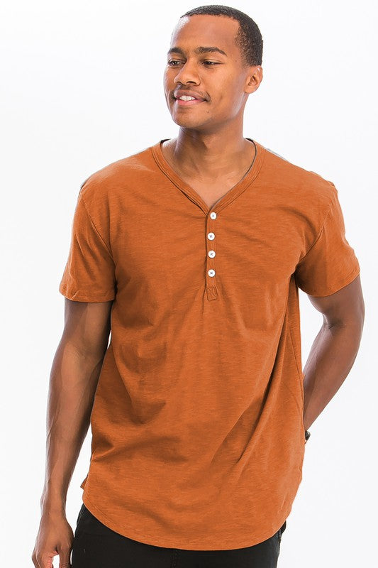 Short Sleeve Four Button Down Henley Shirt