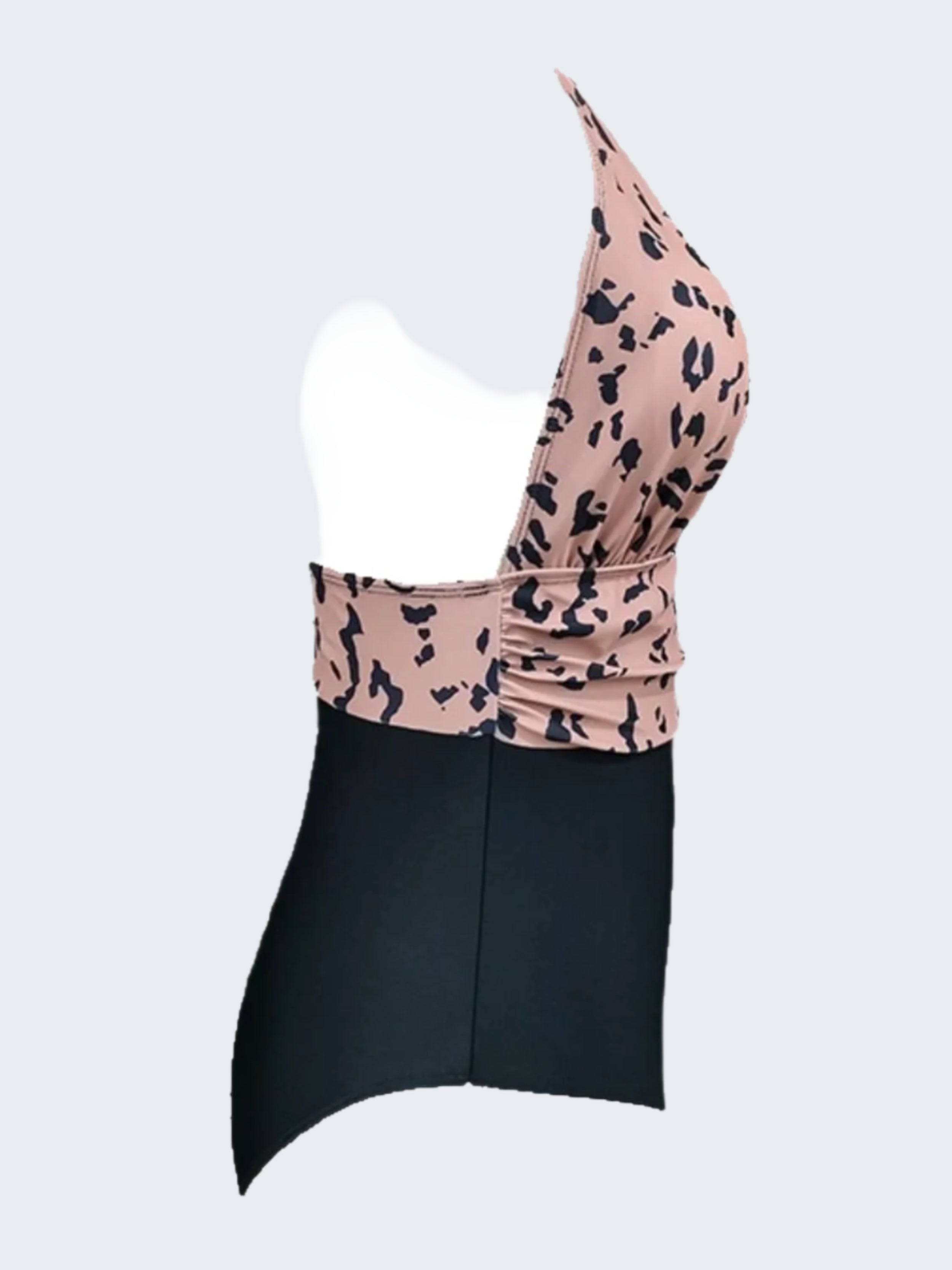 Full Size Leopard Halter Neck One-Piece Swimwear Plus Size