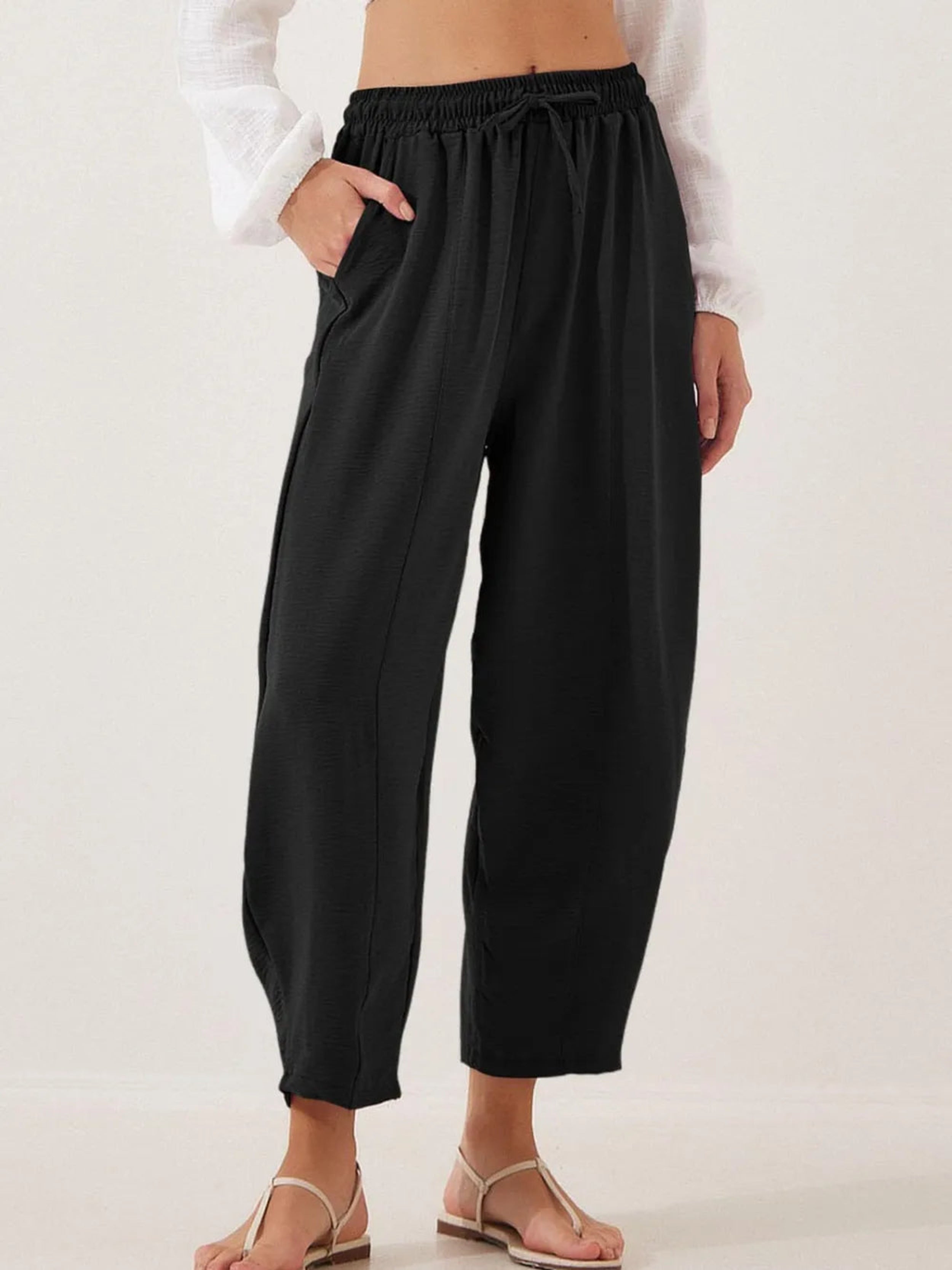 Full Size Drawstring Cropped Jogger Pants Plus Size