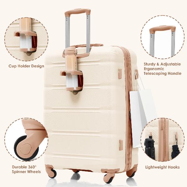 Four Piece Expandable ABS Durable Luggage Set with USB