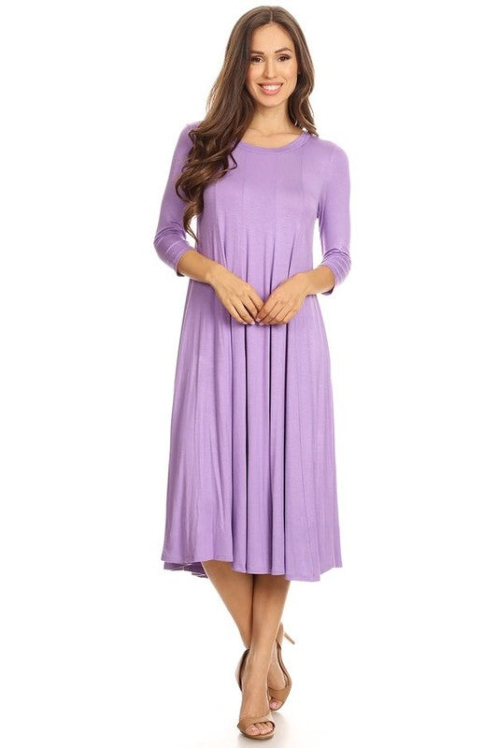 Solid Jersey Knit A-Line Dress