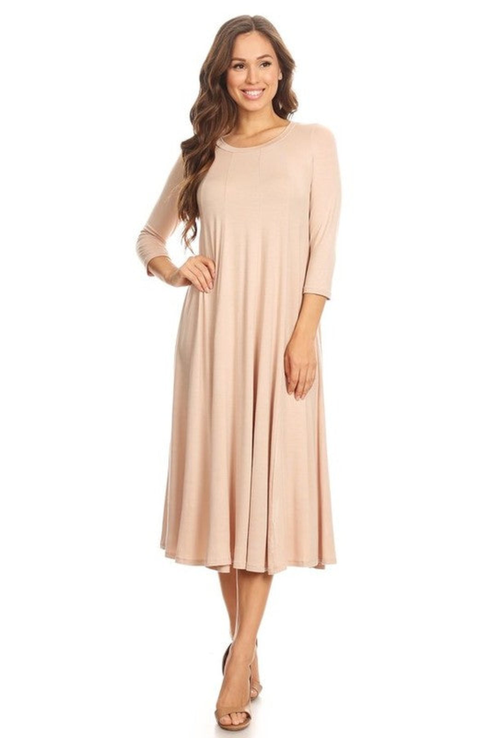 Solid Jersey Knit A-Line Dress