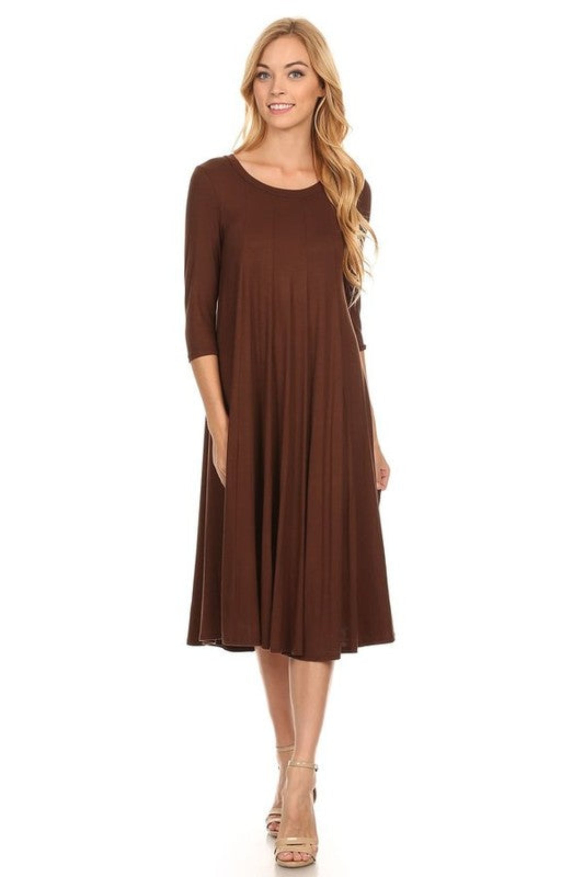 Solid Jersey Knit A-Line Dress