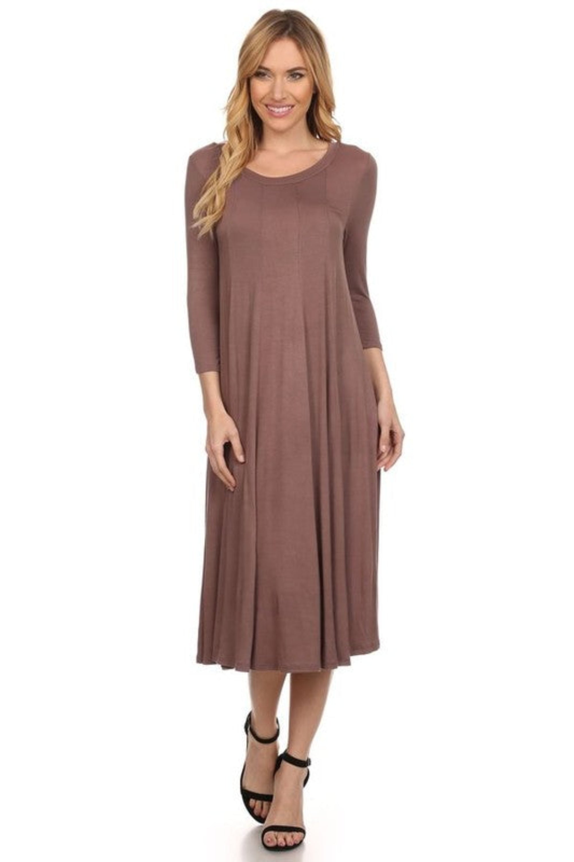 Solid Jersey Knit A-Line Dress