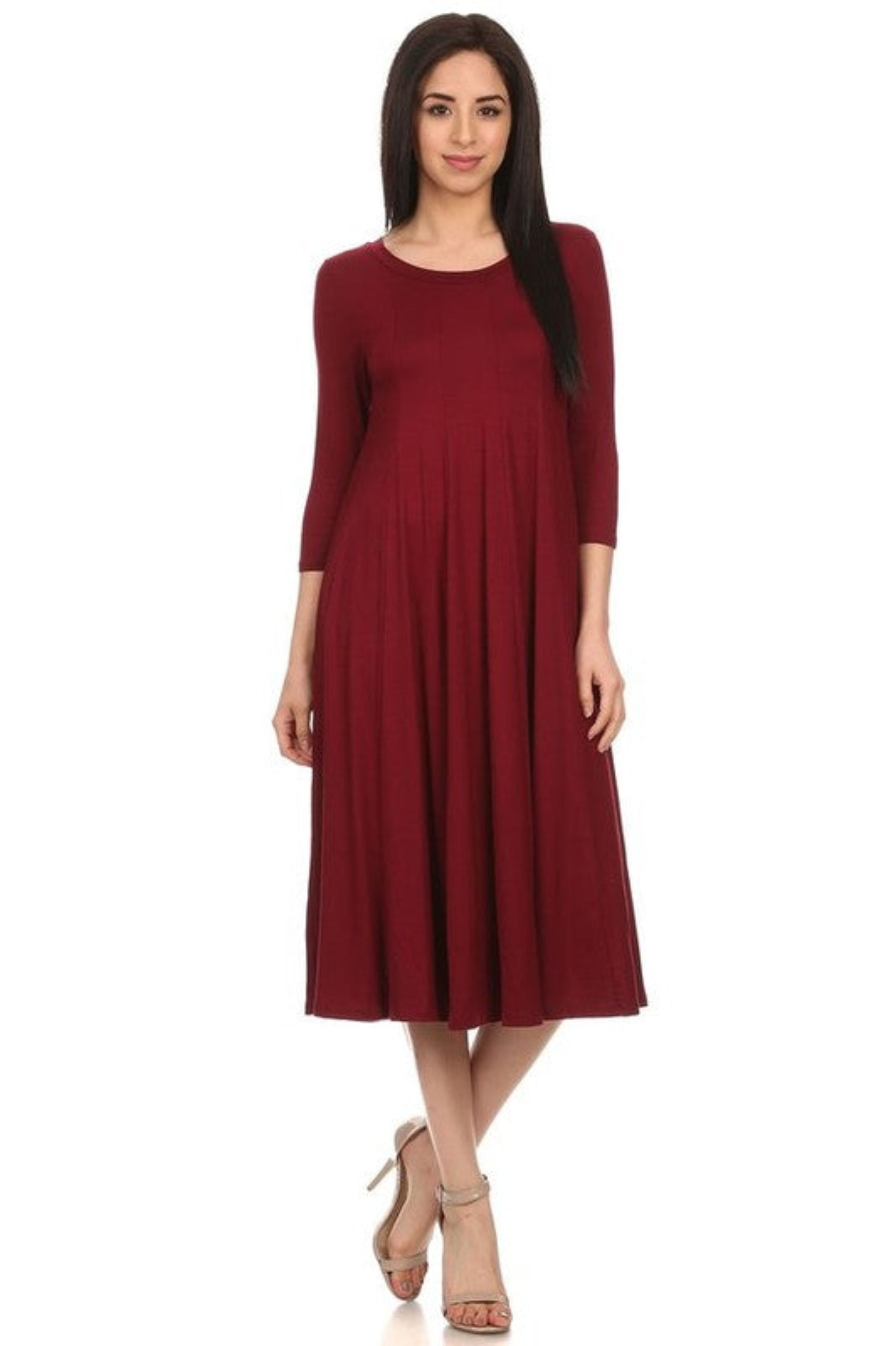 Solid Jersey Knit A-Line Dress