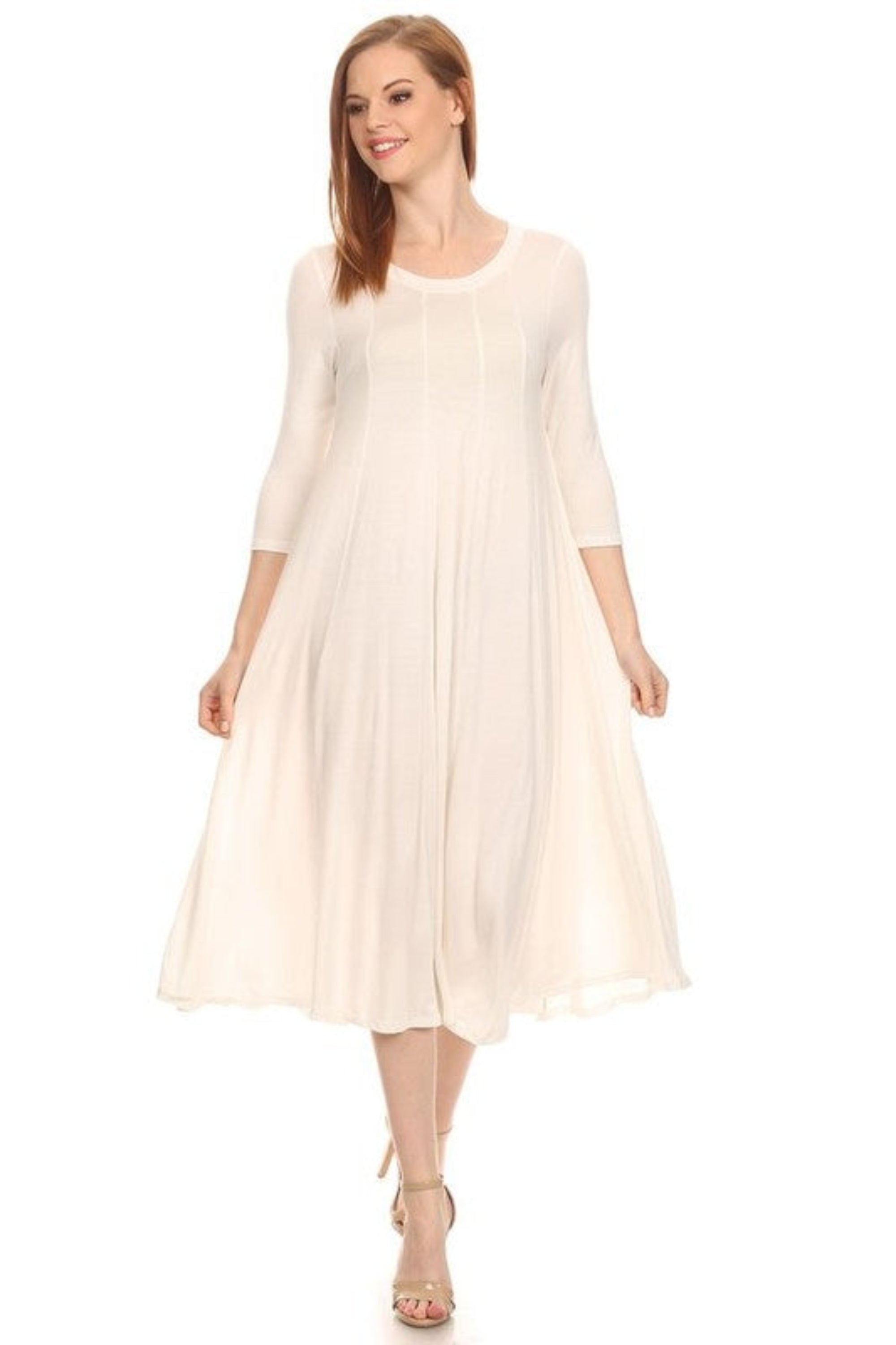 Solid Jersey Knit A-Line Dress