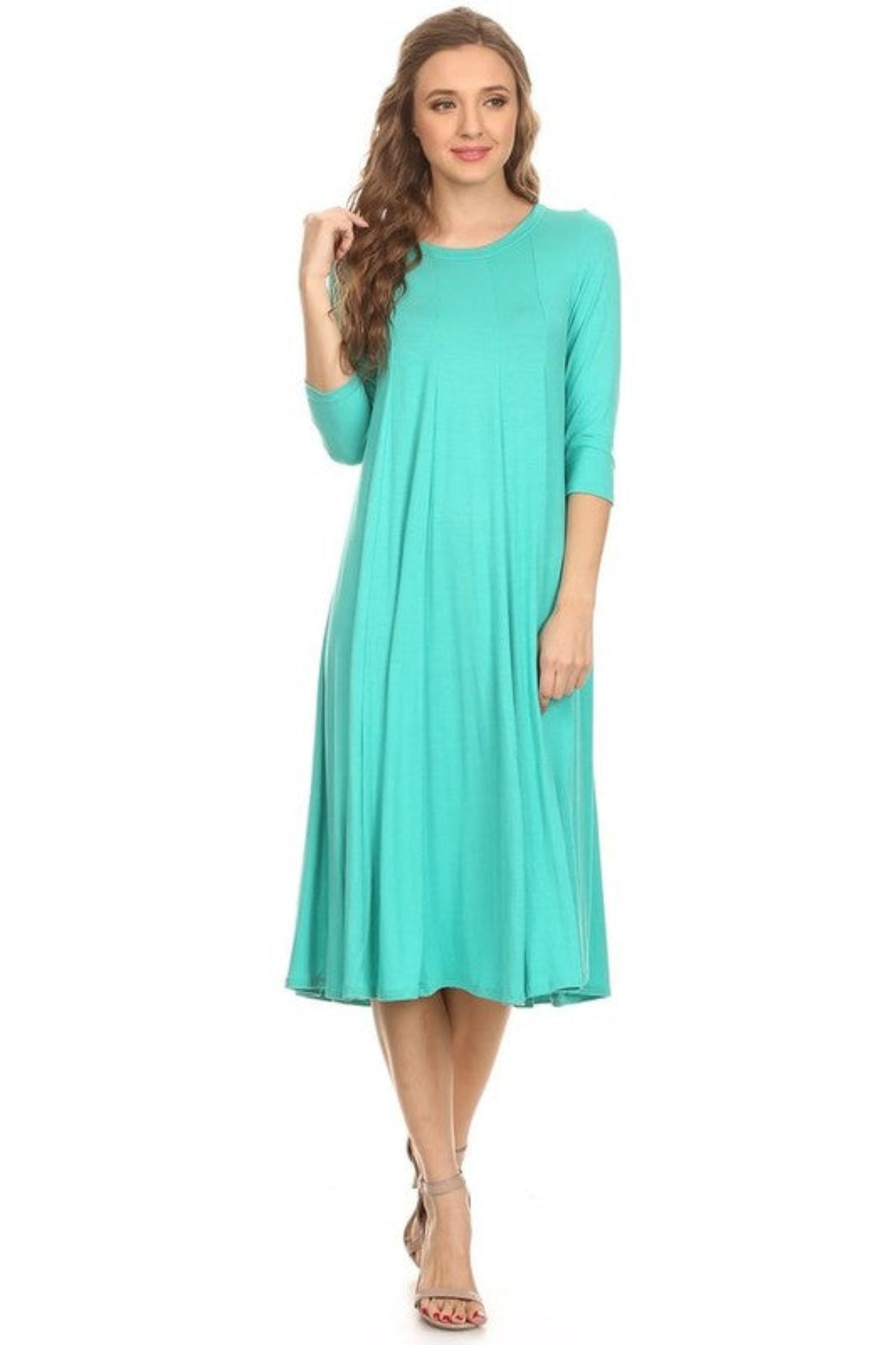 Solid Jersey Knit A-Line Dress