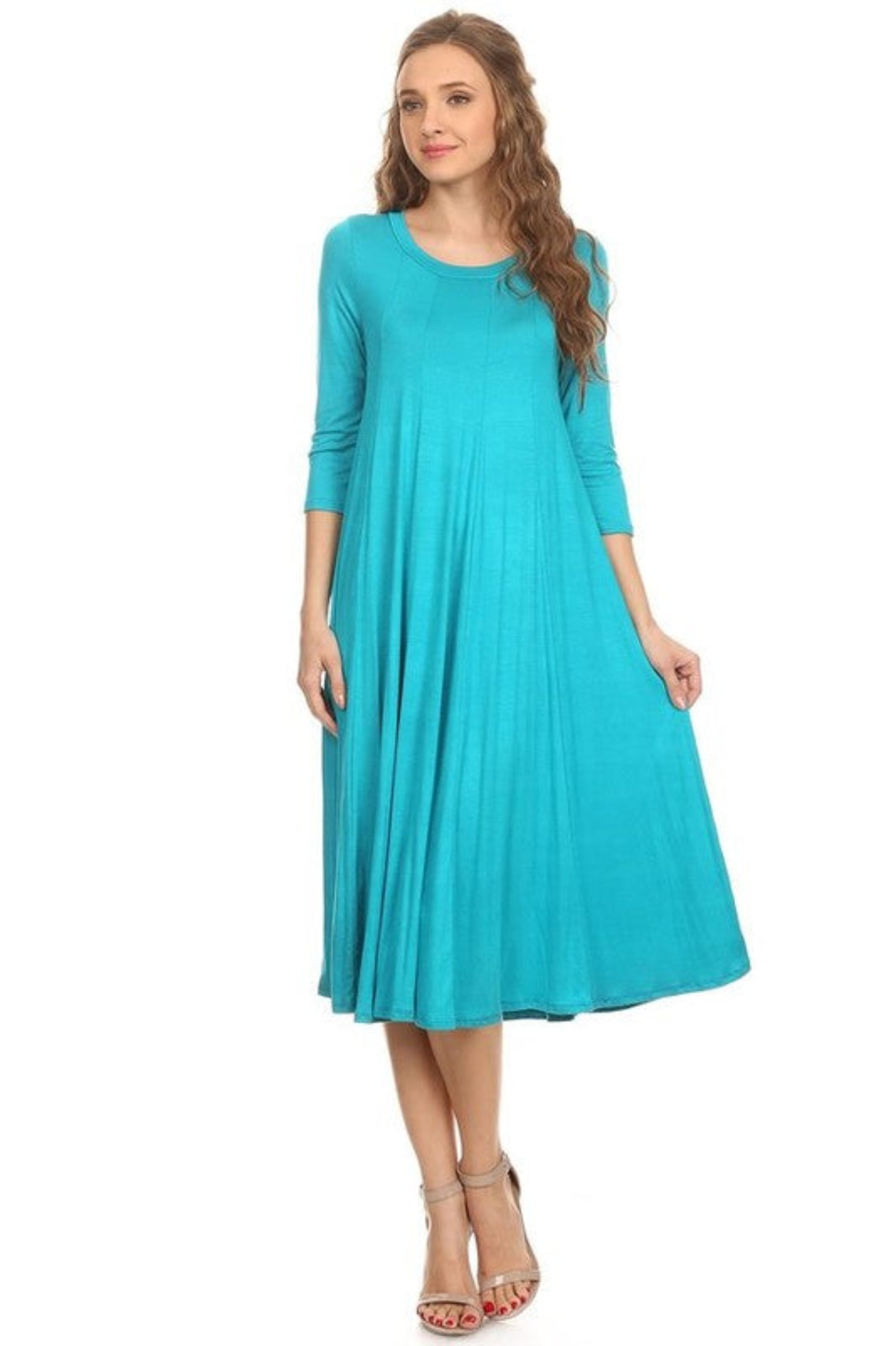 Solid Jersey Knit A-Line Dress