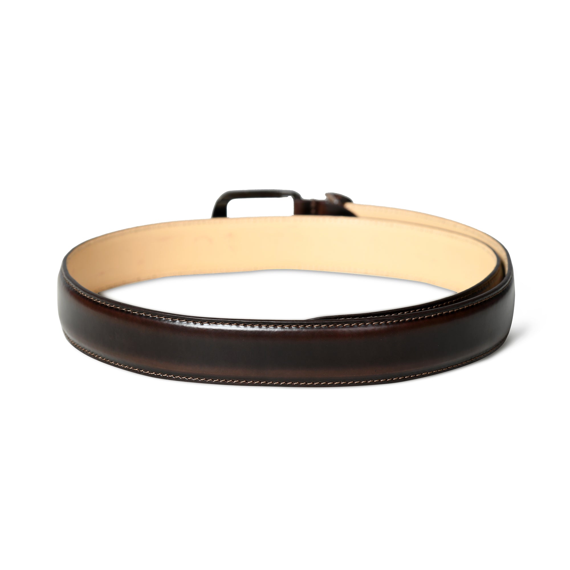 Brown leather belt on a white background