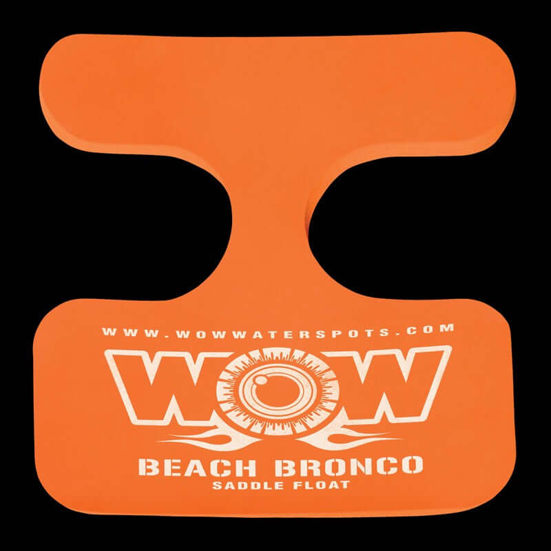 Orange saddle float with 'WOW' branding on a black background