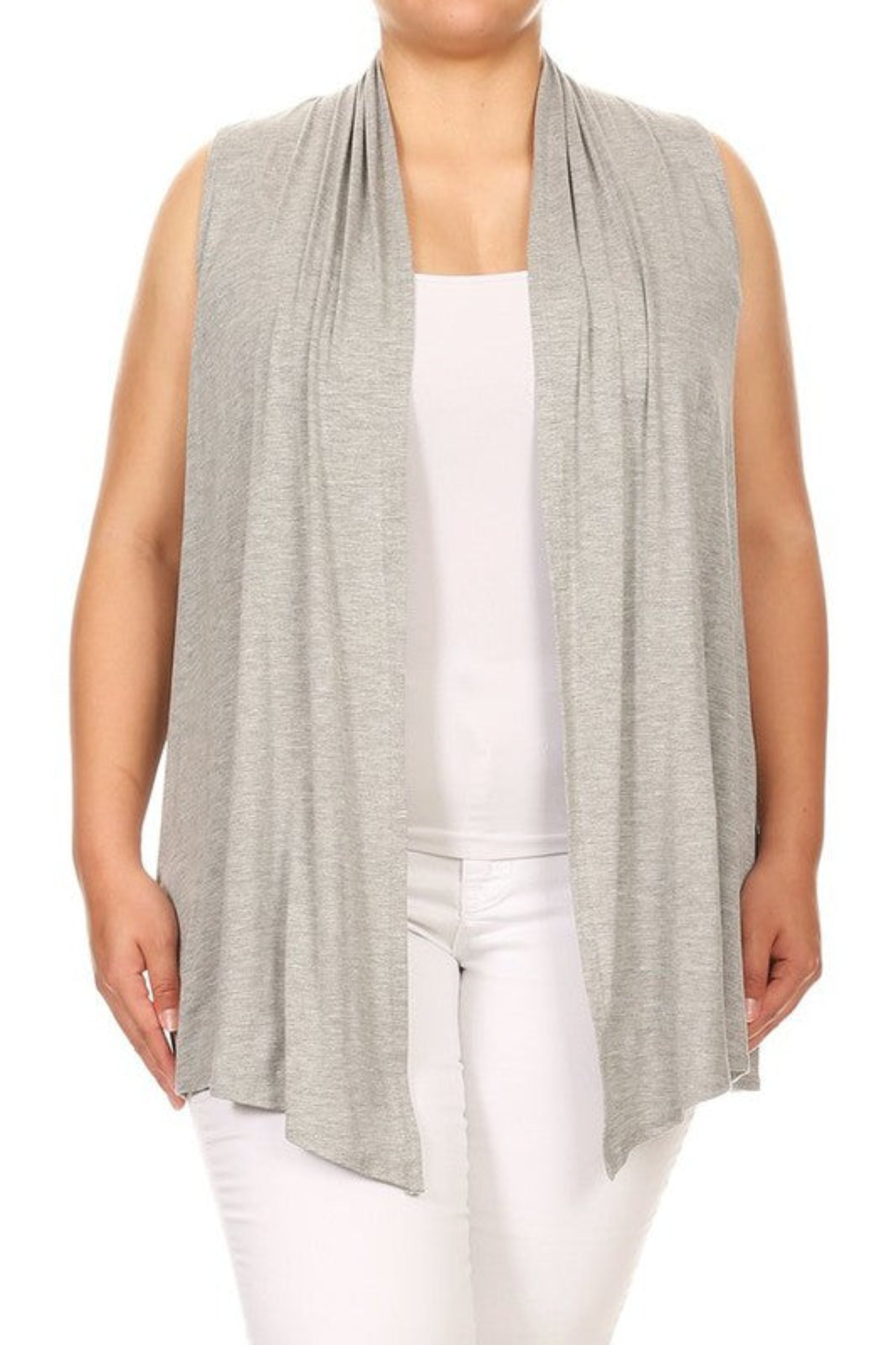 Plus Solid Open Front Vest in a Loose Fit