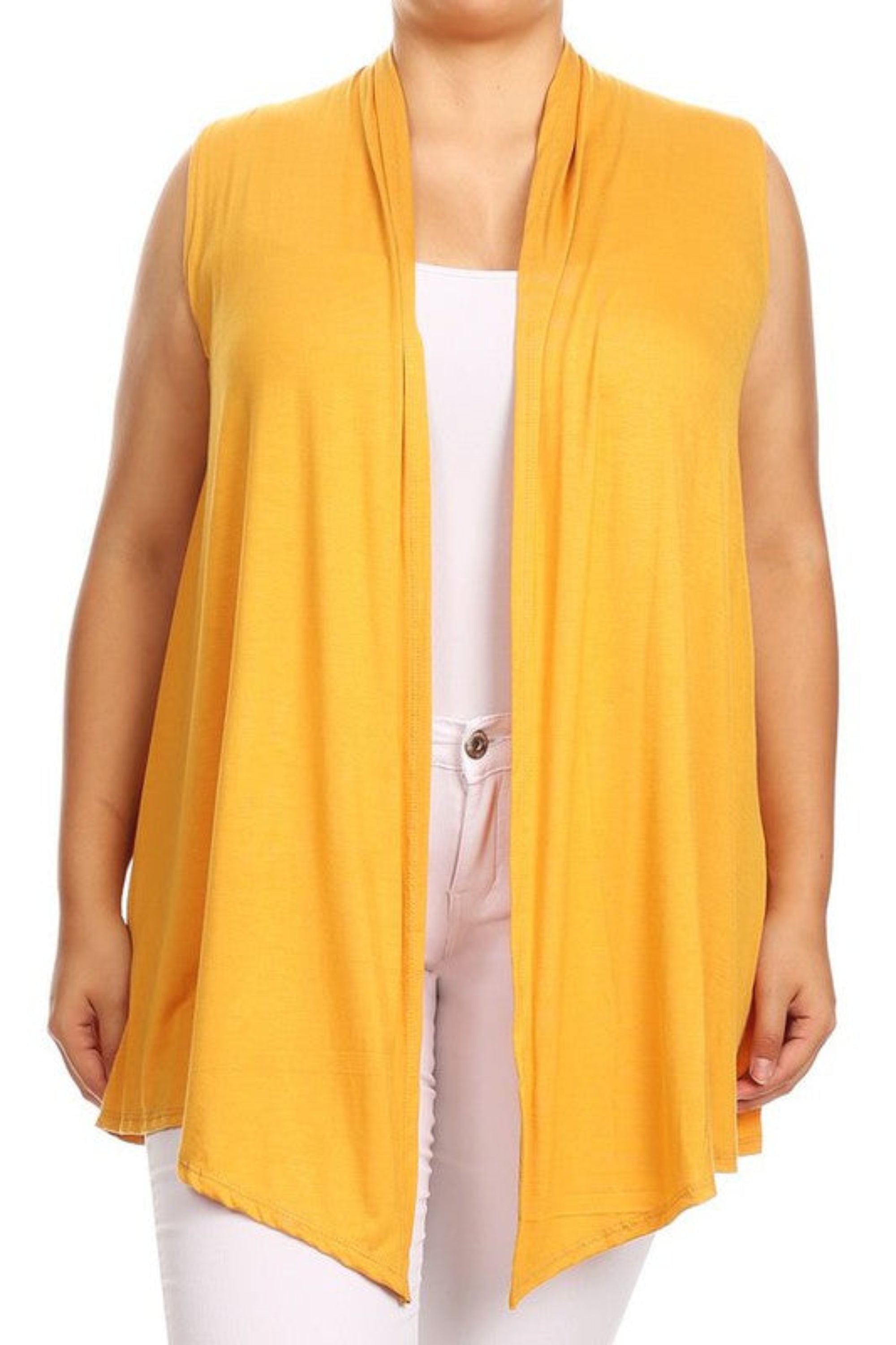 Plus Solid Open Front Vest in a Loose Fit