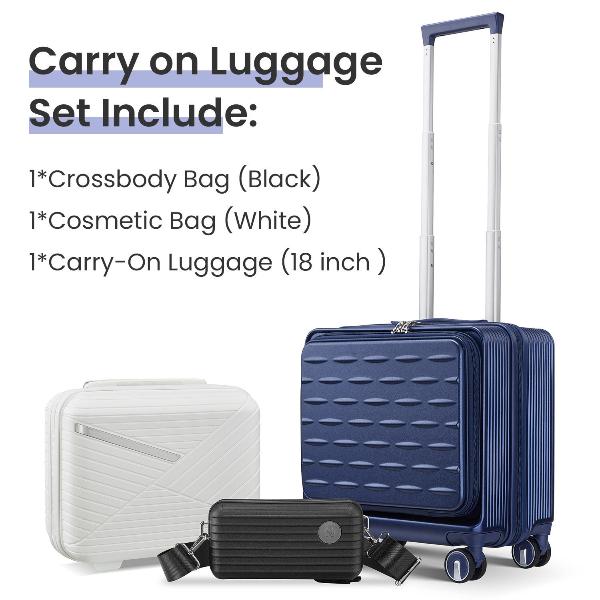 18" Carry On Luggage with Front Open Door &Laptop Interlayer, Hard