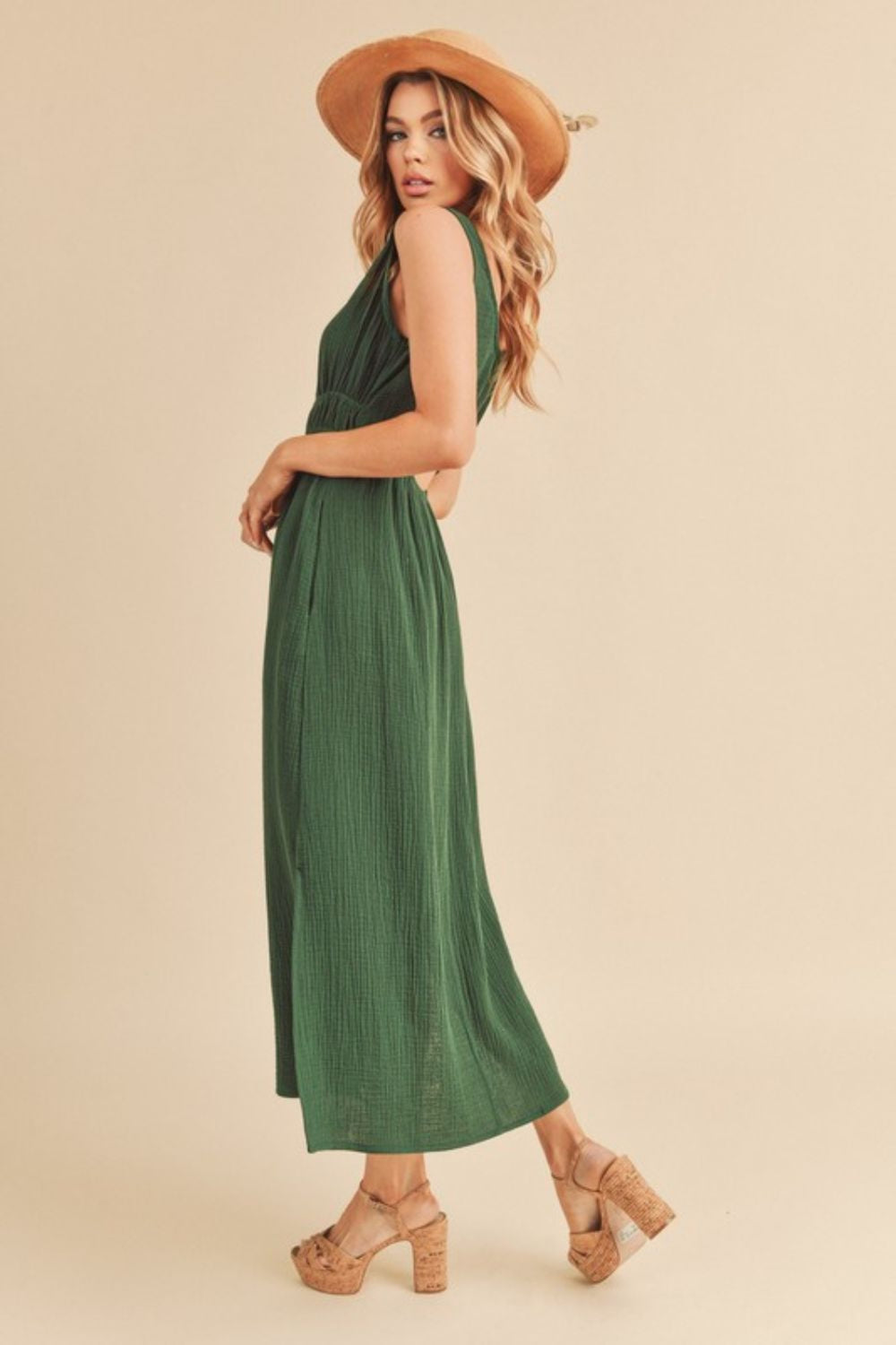 Aemi and Co Side Slit Round Neck Sleeveless Tank Dress