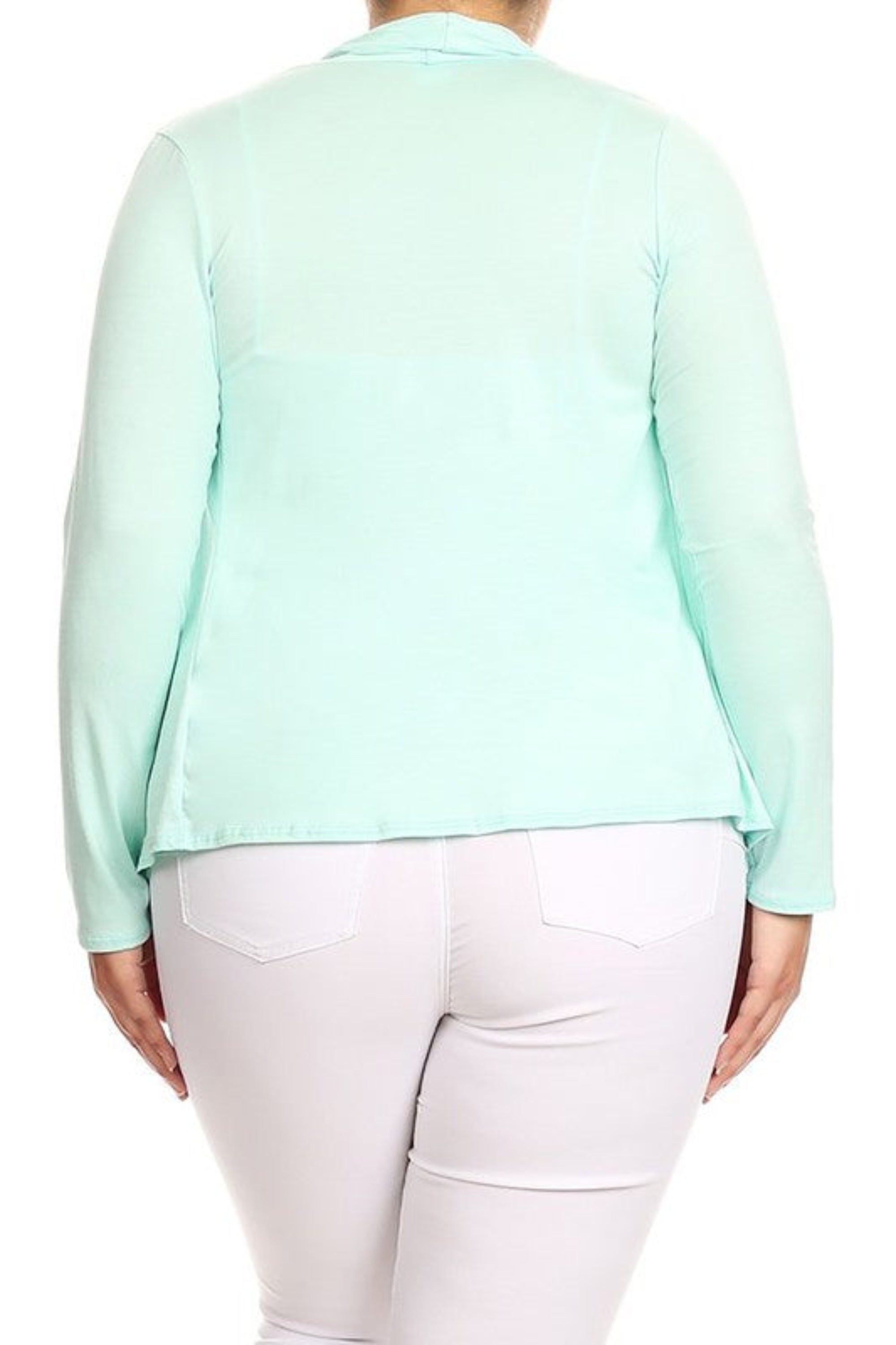 Plus Size Open Front Draped Long Sleeves Cardigan