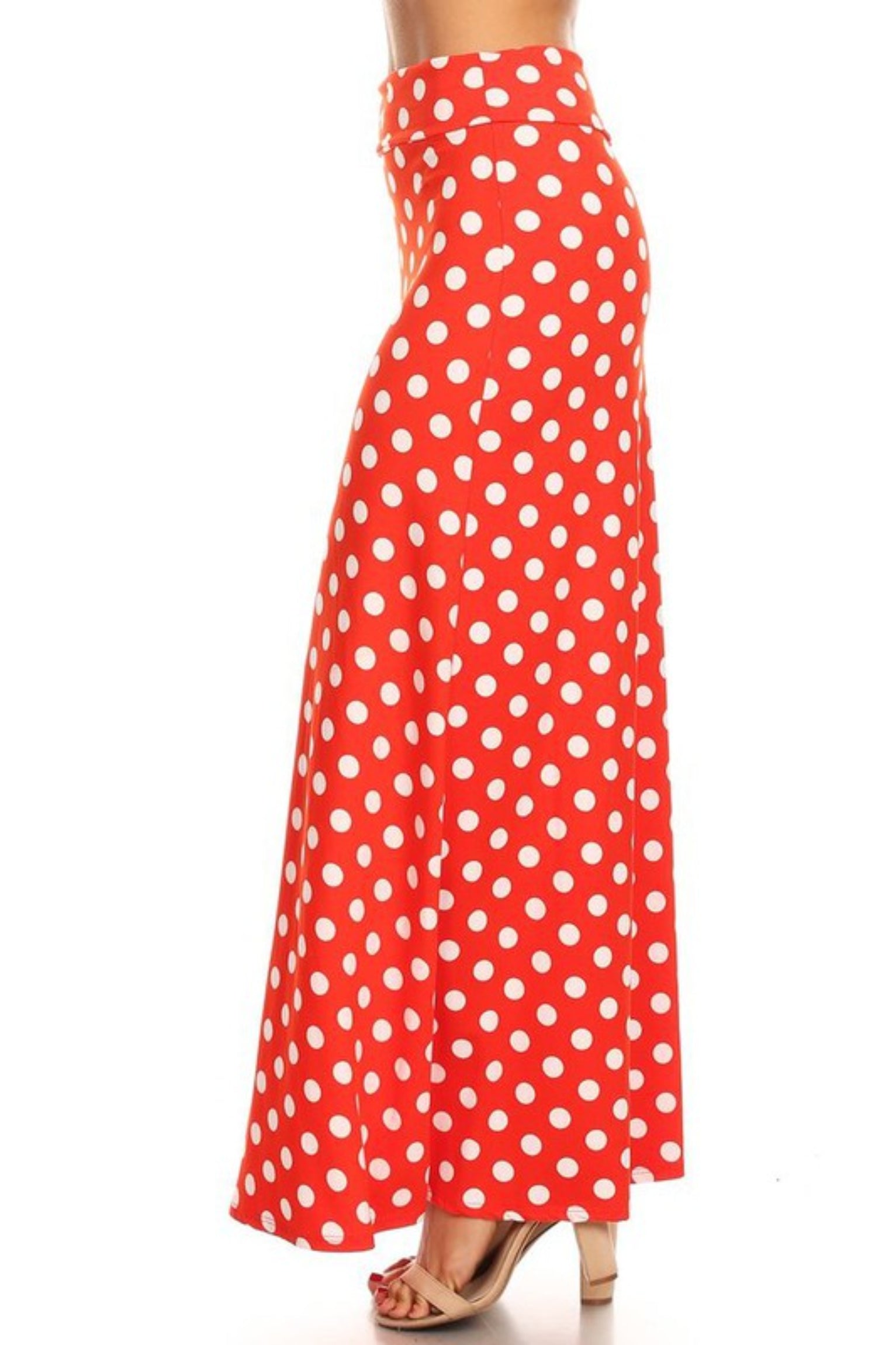 Polka Dot Maxi Length Skirt