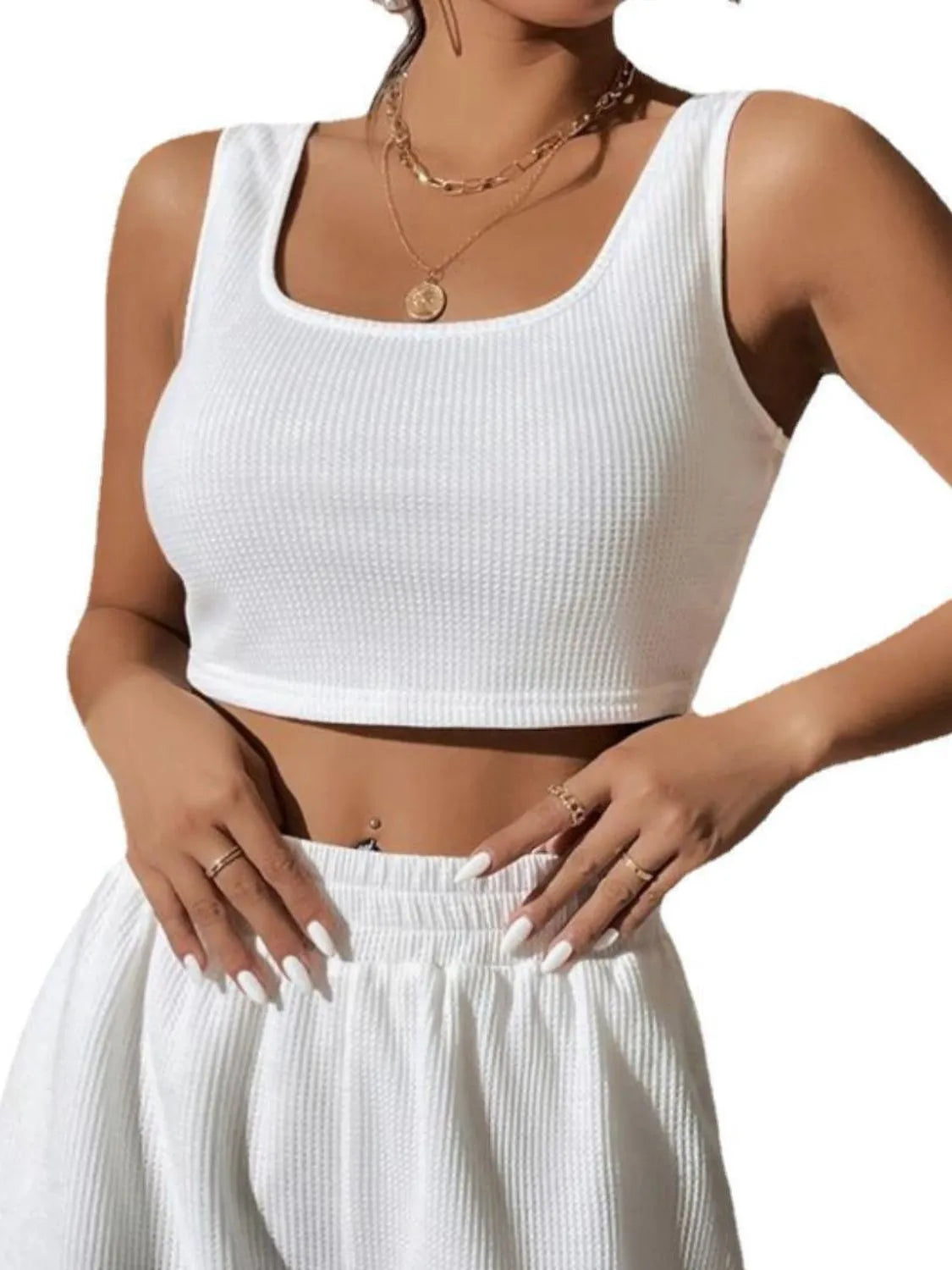 Full Size Wide Strap Tank and Shorts Set