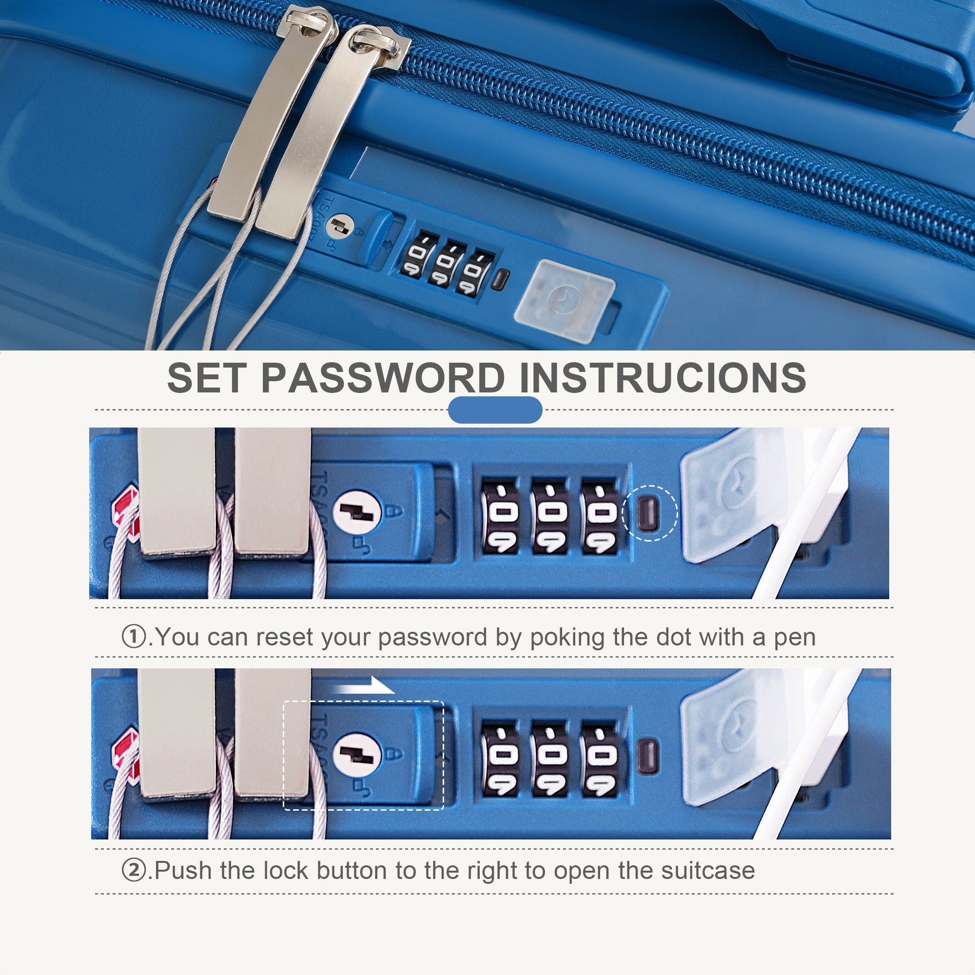 Blue Set of Four with USB Port with Open Front and Travel Bag