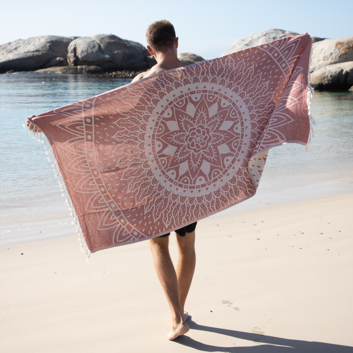 Feshka Sunflower Maroon Turkish Cotton Beach Towel