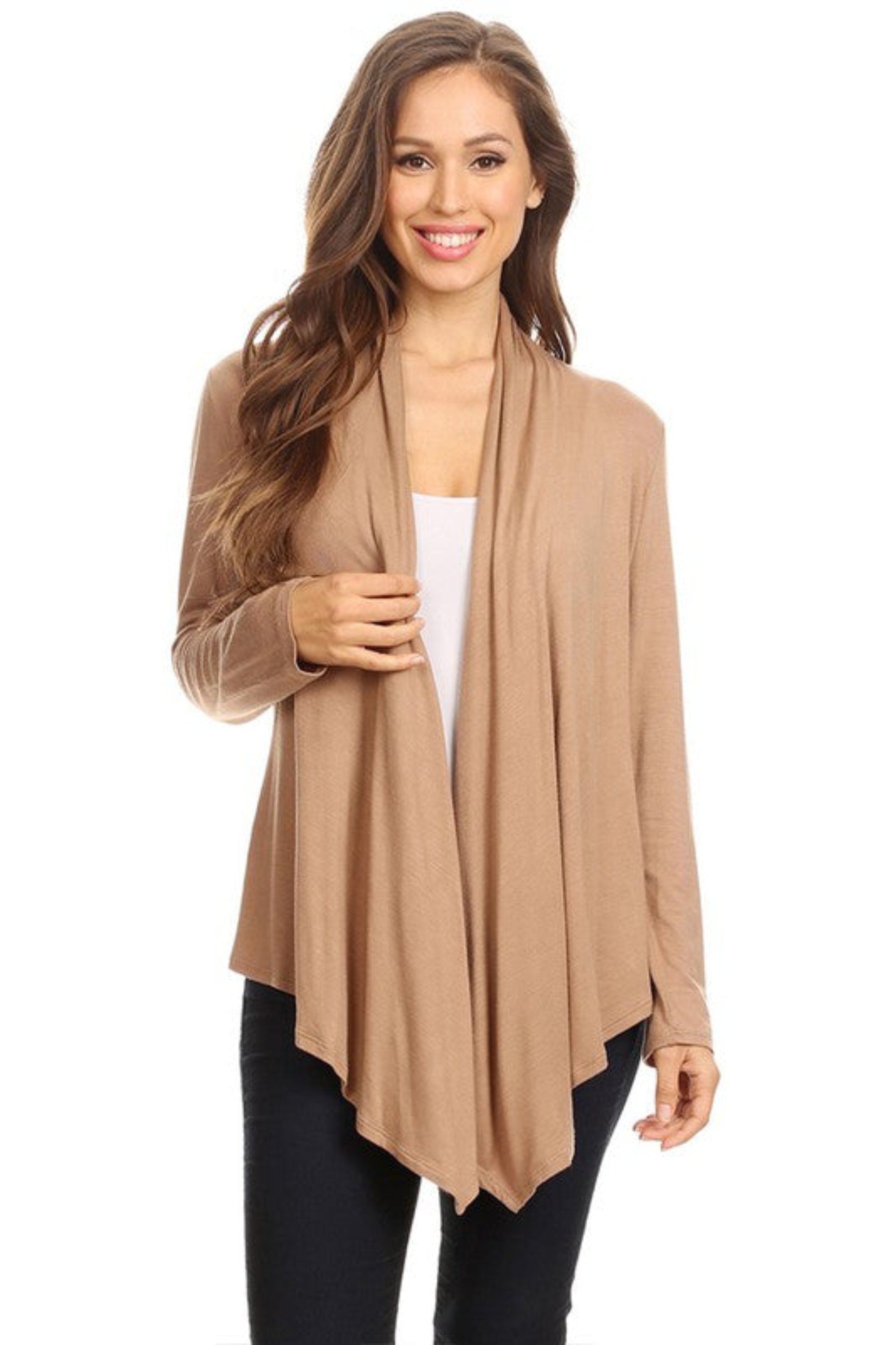 Solid Waist Length Cardigan in a Loose Fit