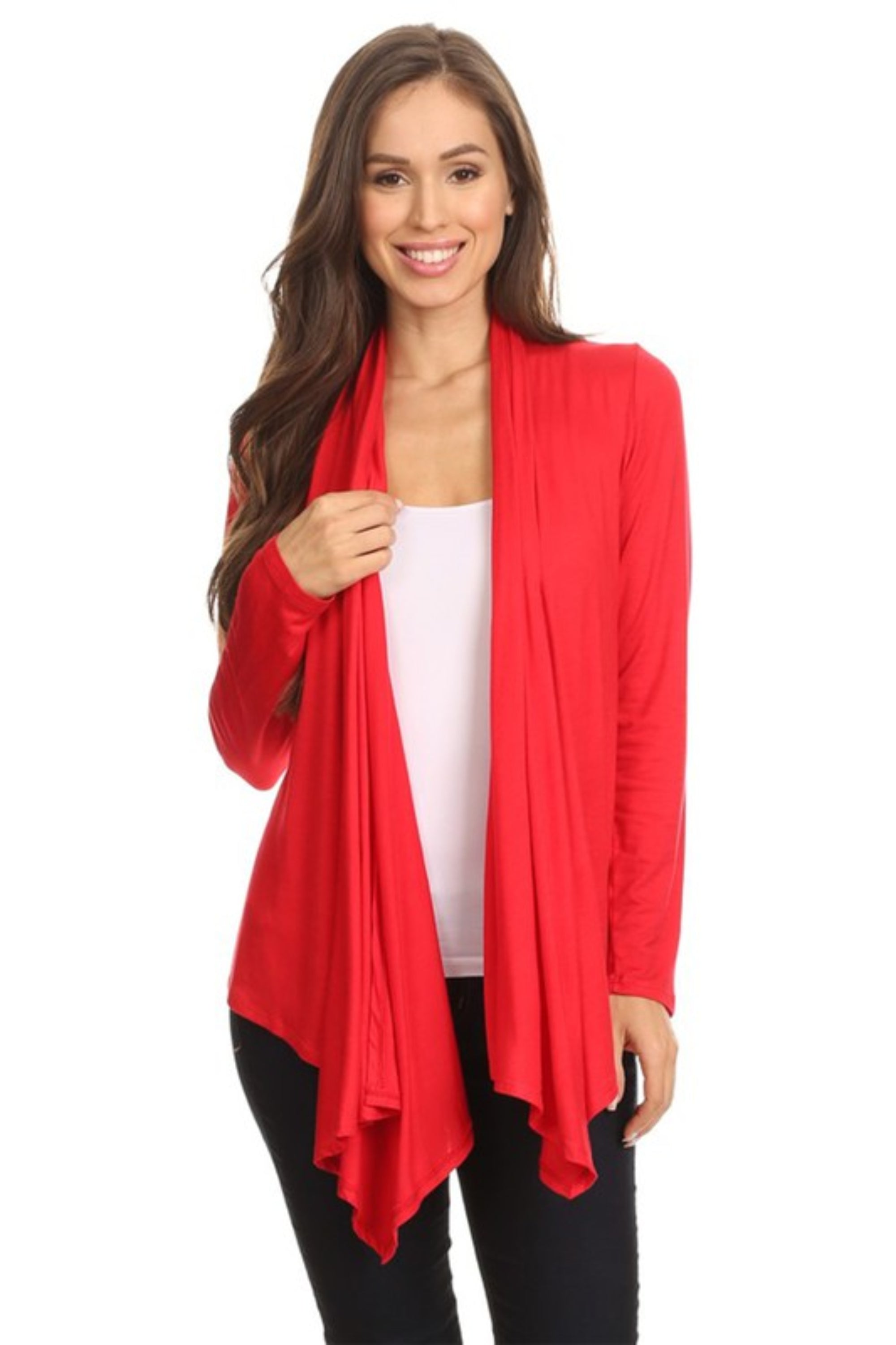 Solid Waist Length Cardigan in a Loose Fit
