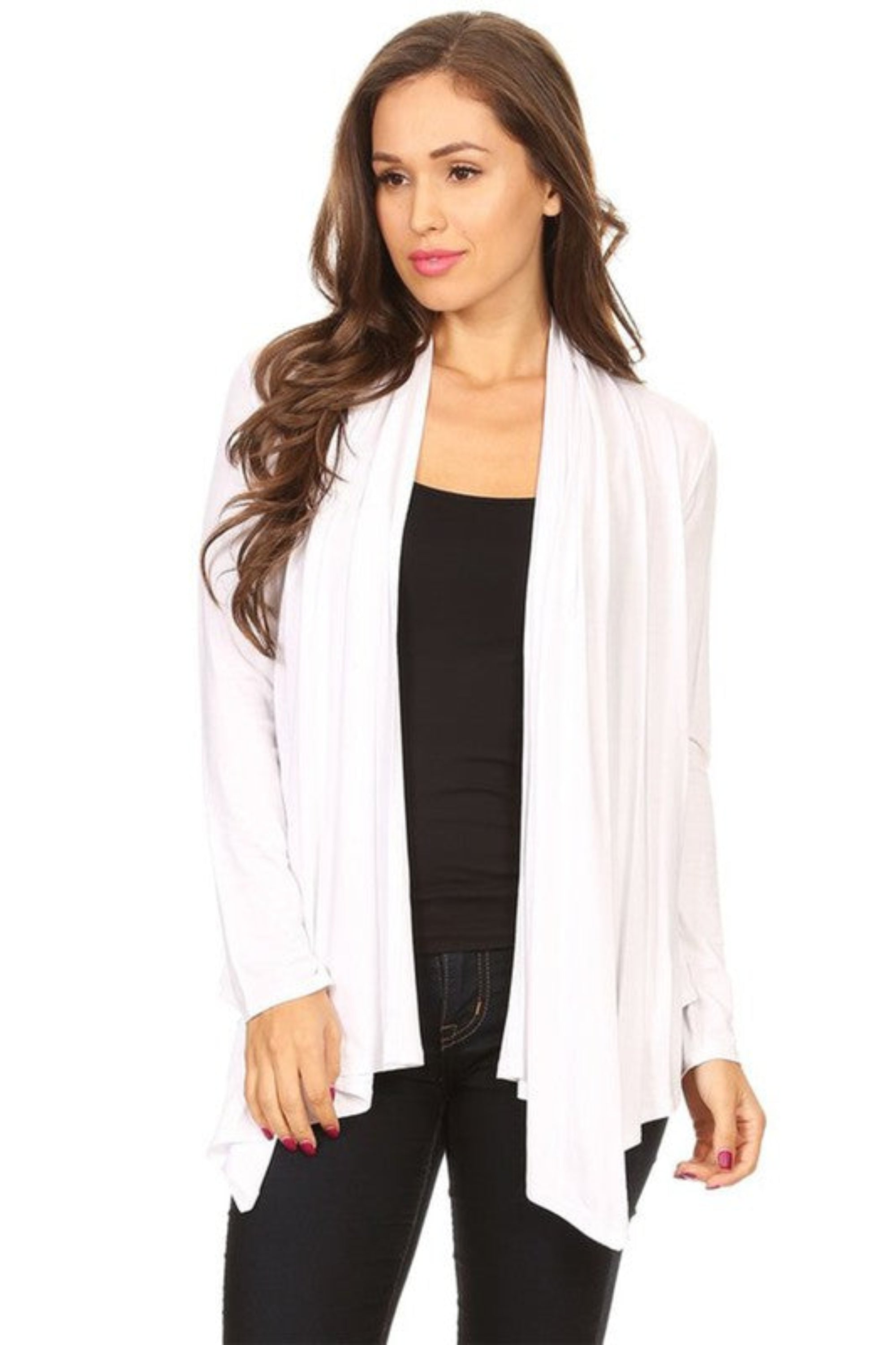 Solid Waist Length Cardigan in a Loose Fit