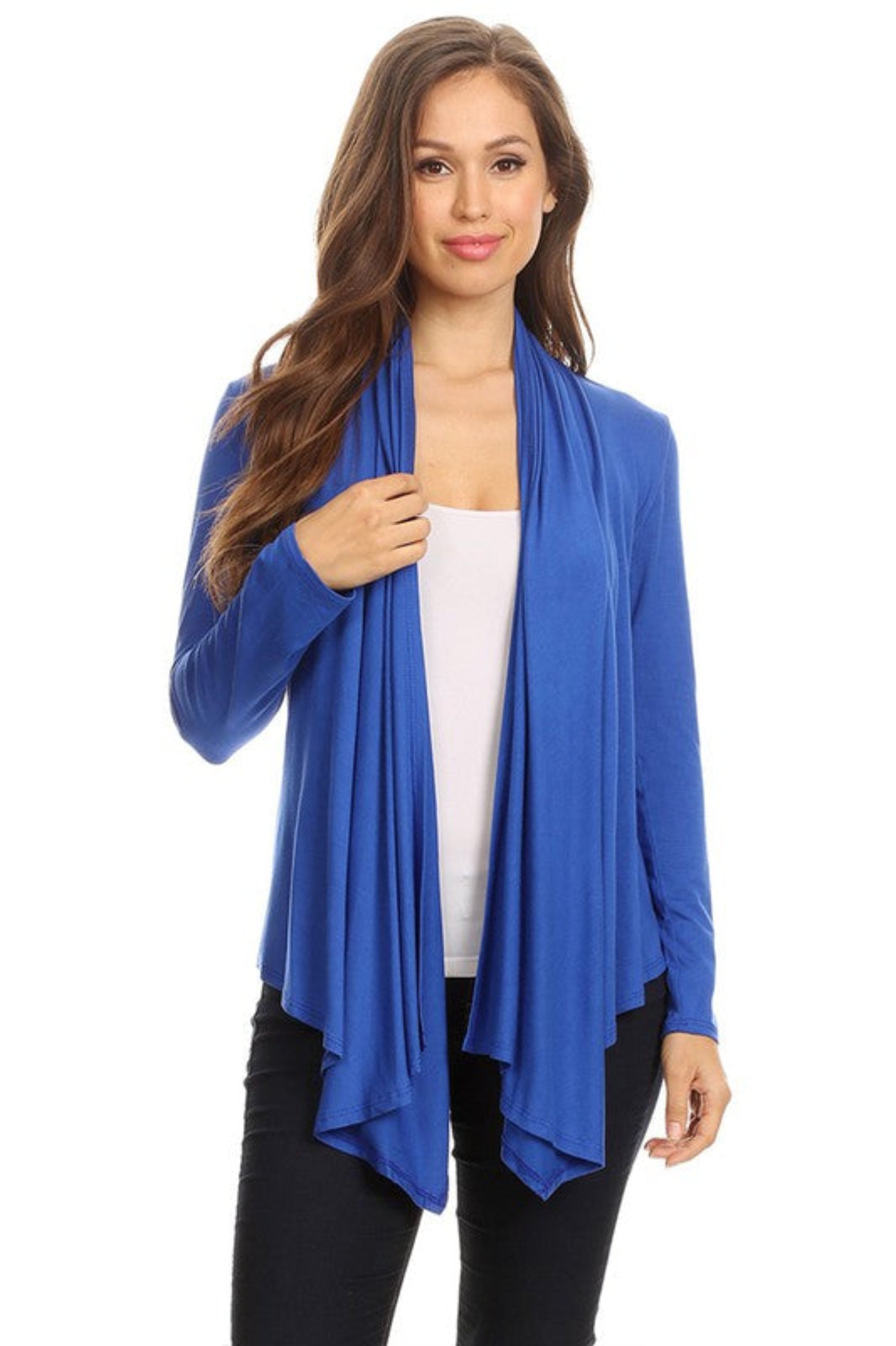 Solid Waist Length Cardigan in a Loose Fit