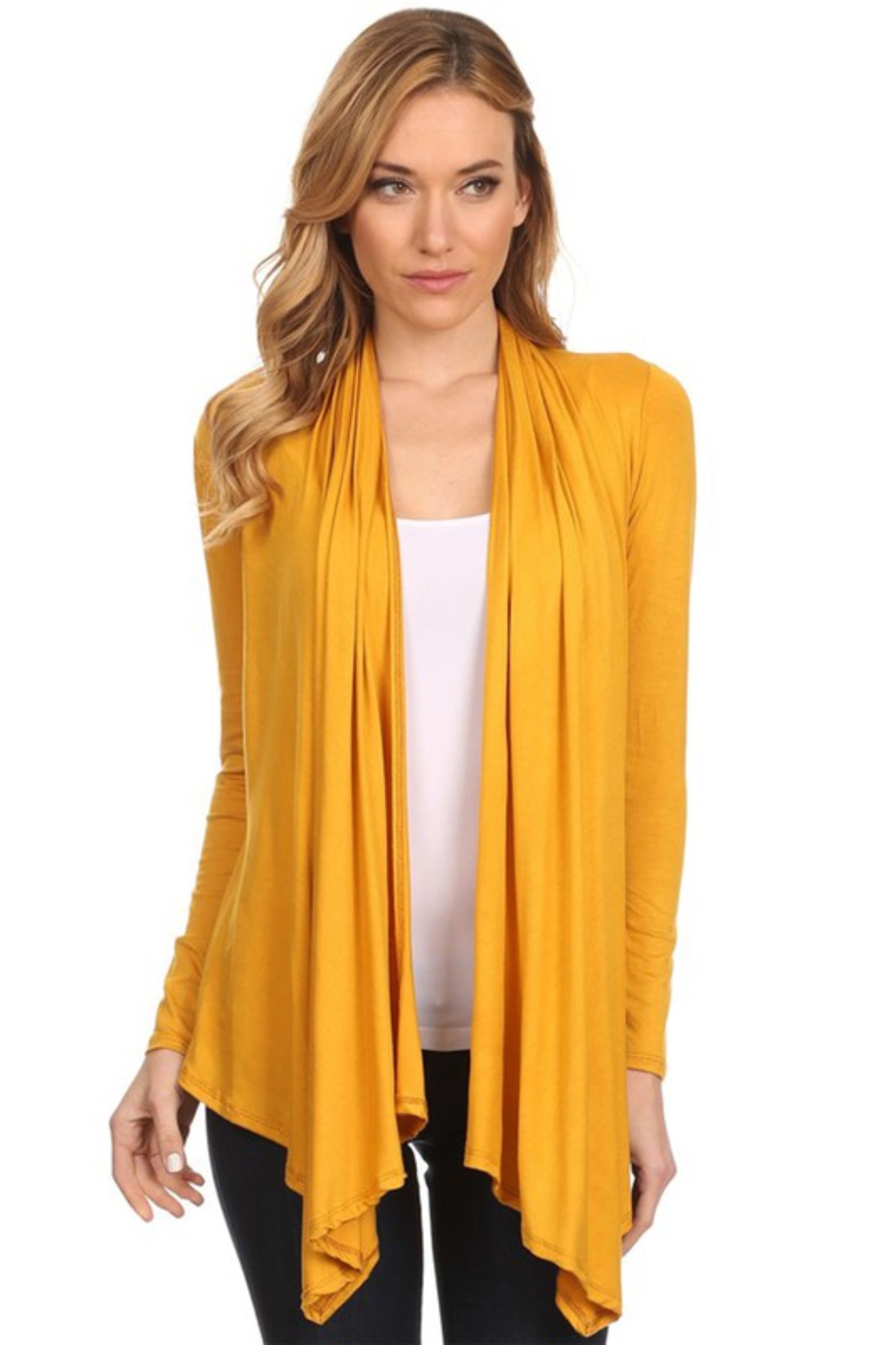 Solid Waist Length Cardigan in a Loose Fit