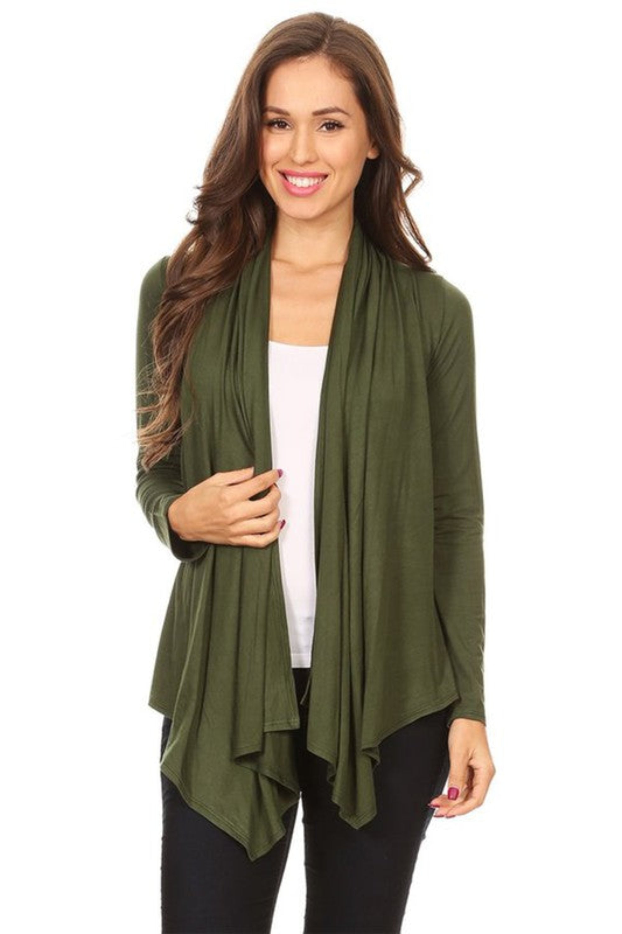 Solid Waist Length Cardigan in a Loose Fit