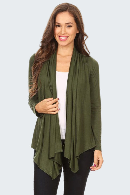 Solid Waist Length Cardigan in a Loose Fit