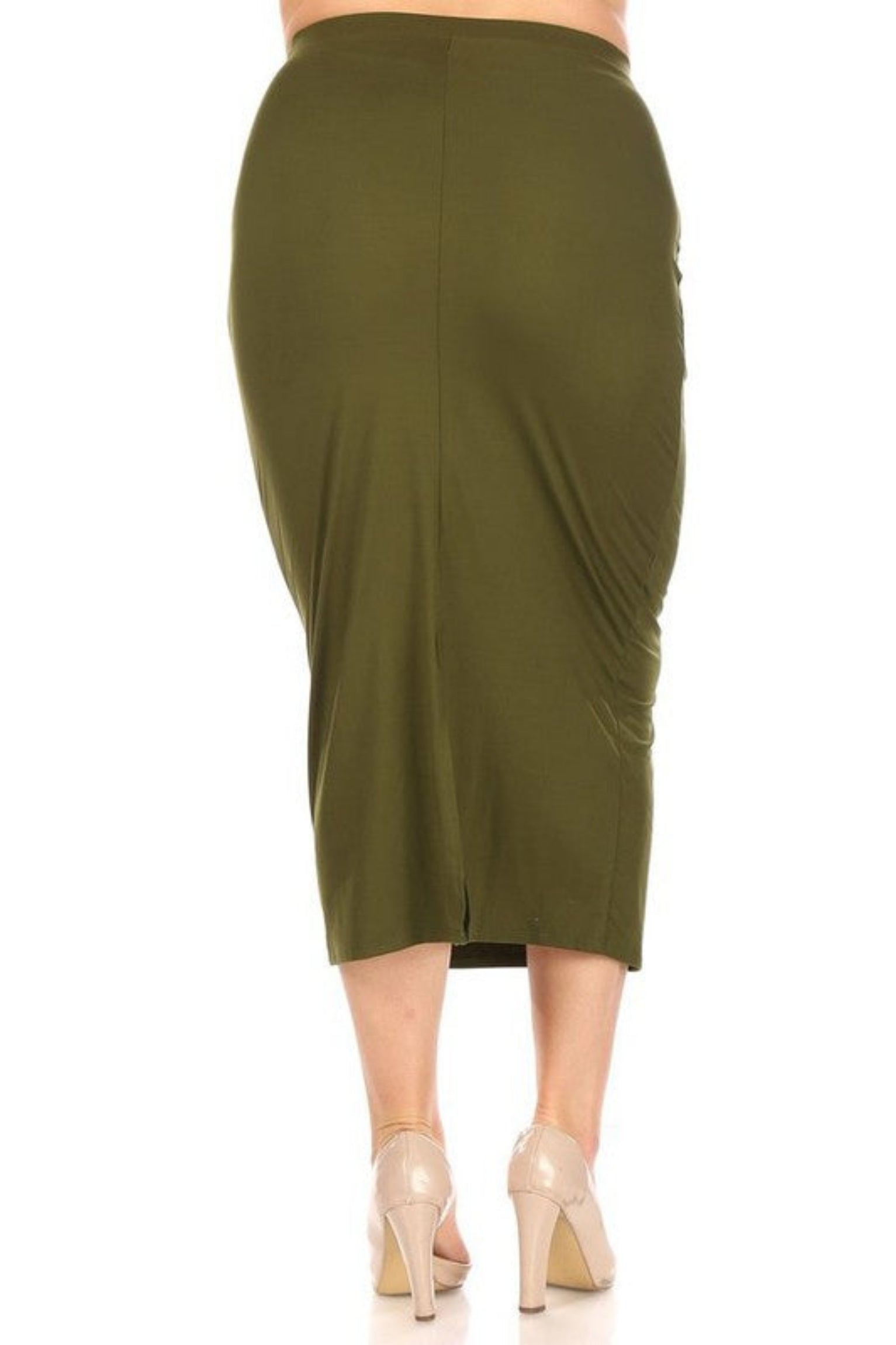 Plus Solid Midi Skirt in a Pencil Silhouette