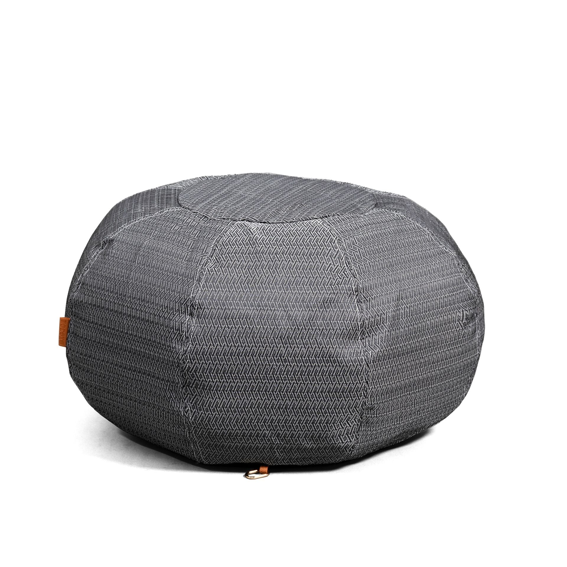 Gray textured bean bag chair on a white background