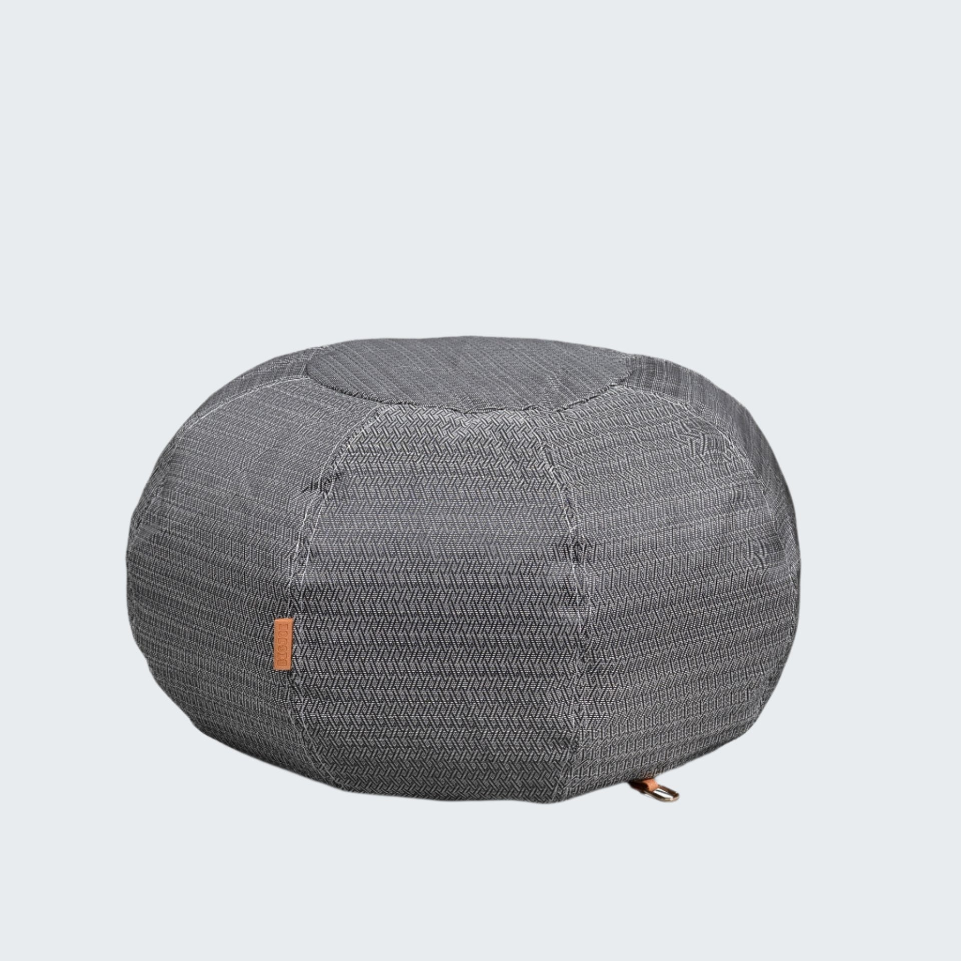 Gray textured bean bag chair on a white background