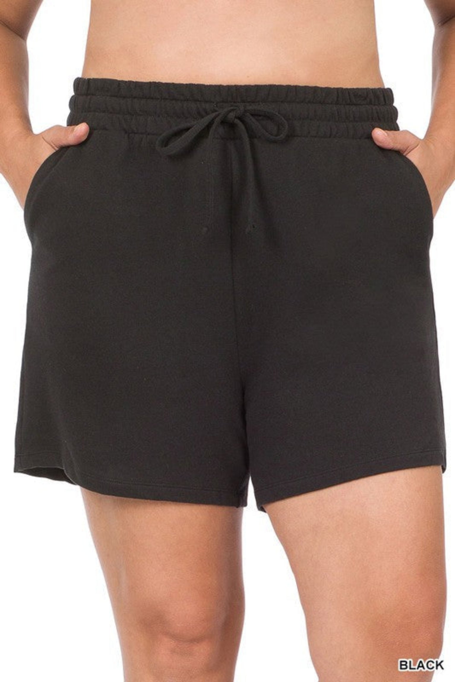 Plus French Terry Drawstring Waist Shorts - Sun of the Beach Boutique