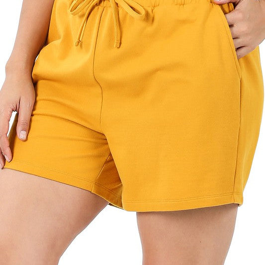 Plus French Terry Drawstring Waist Shorts - Sun of the Beach Boutique